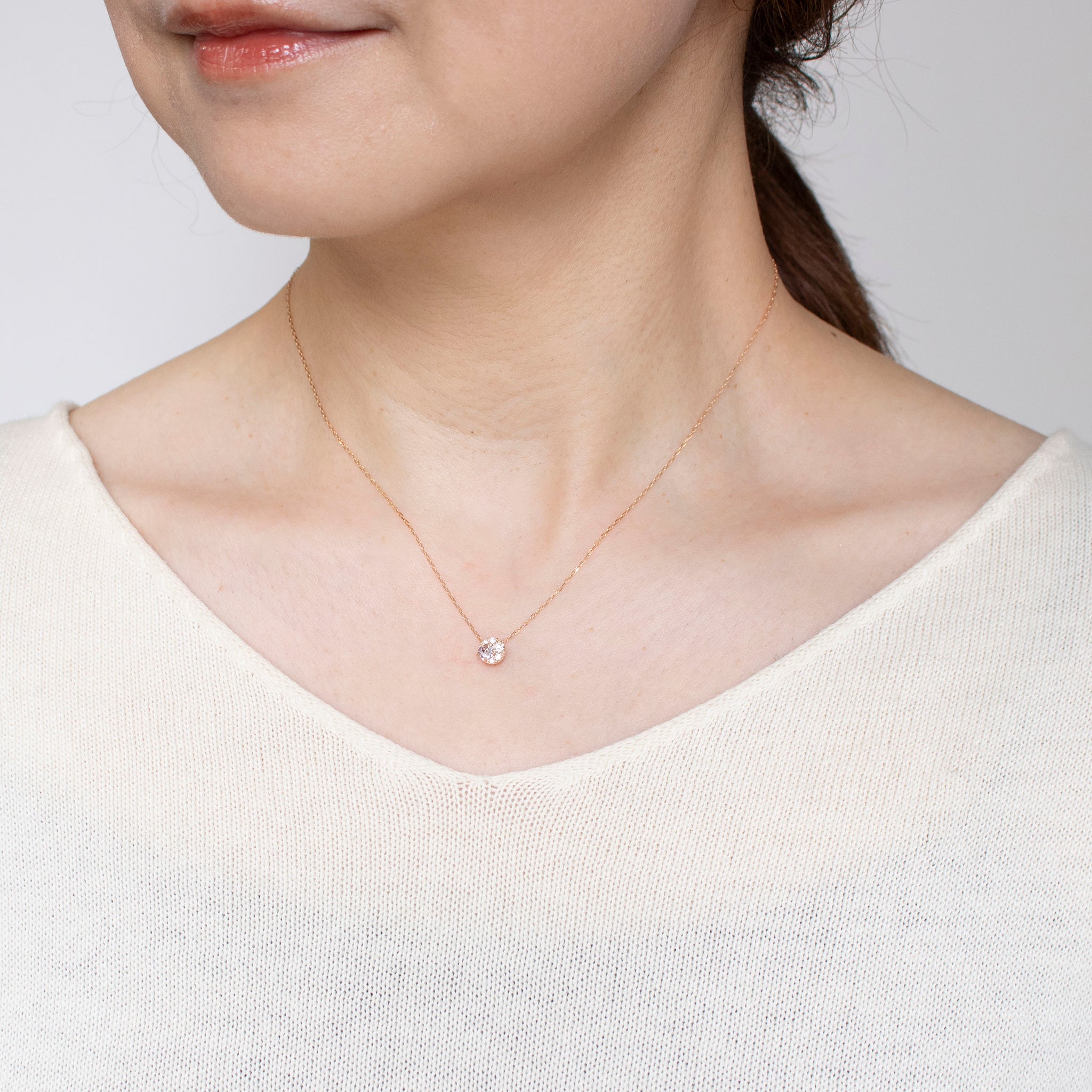 ダイヤモンド K18ネックレス(ローズカット/4月誕生石)《25N01403》