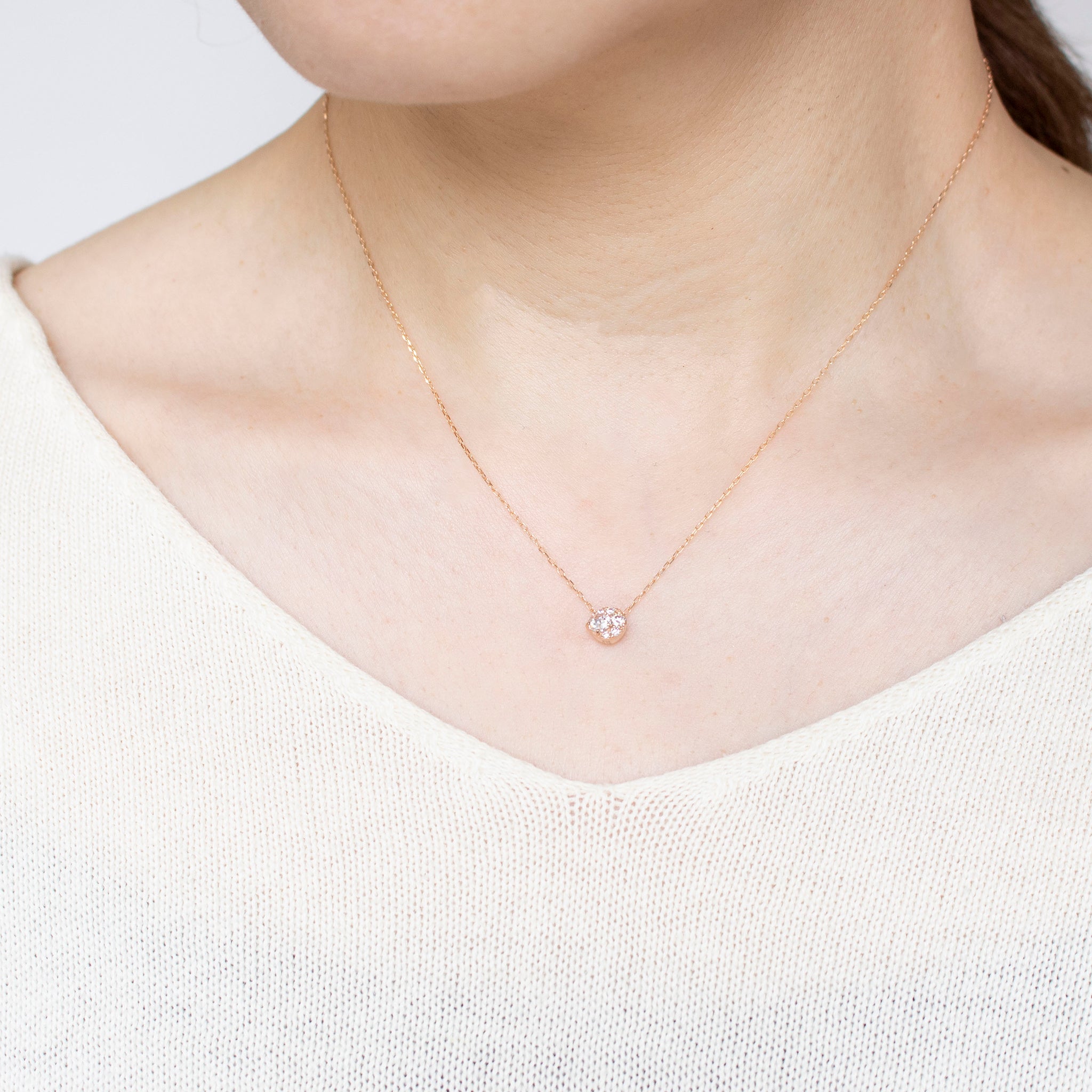 ダイヤモンド K18ネックレス(ローズカット/4月誕生石)《25N01403》