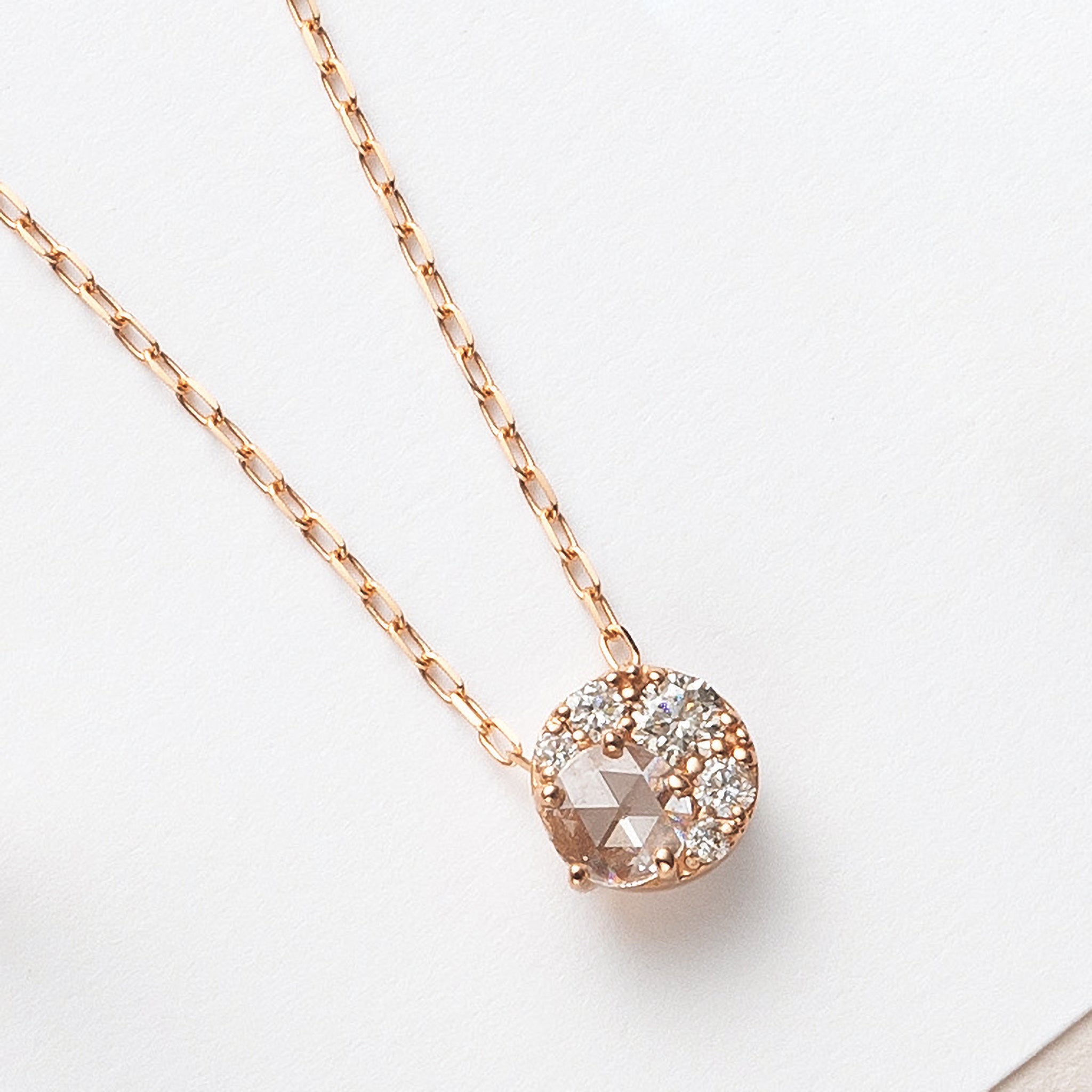 ダイヤモンド K18ネックレス(ローズカット/4月誕生石)《25N01403》