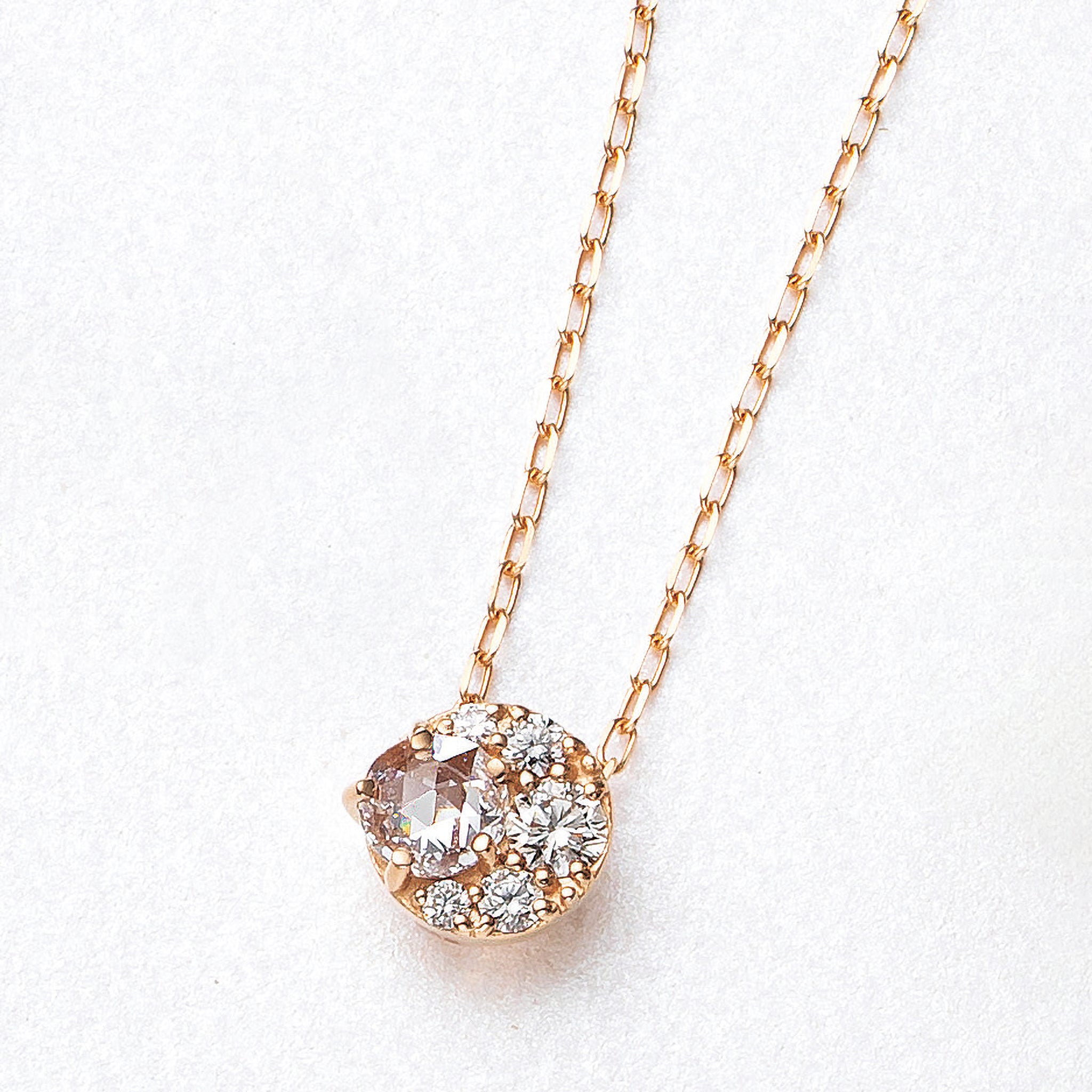 ダイヤモンド K18ネックレス(ローズカット/4月誕生石)《25N01403》