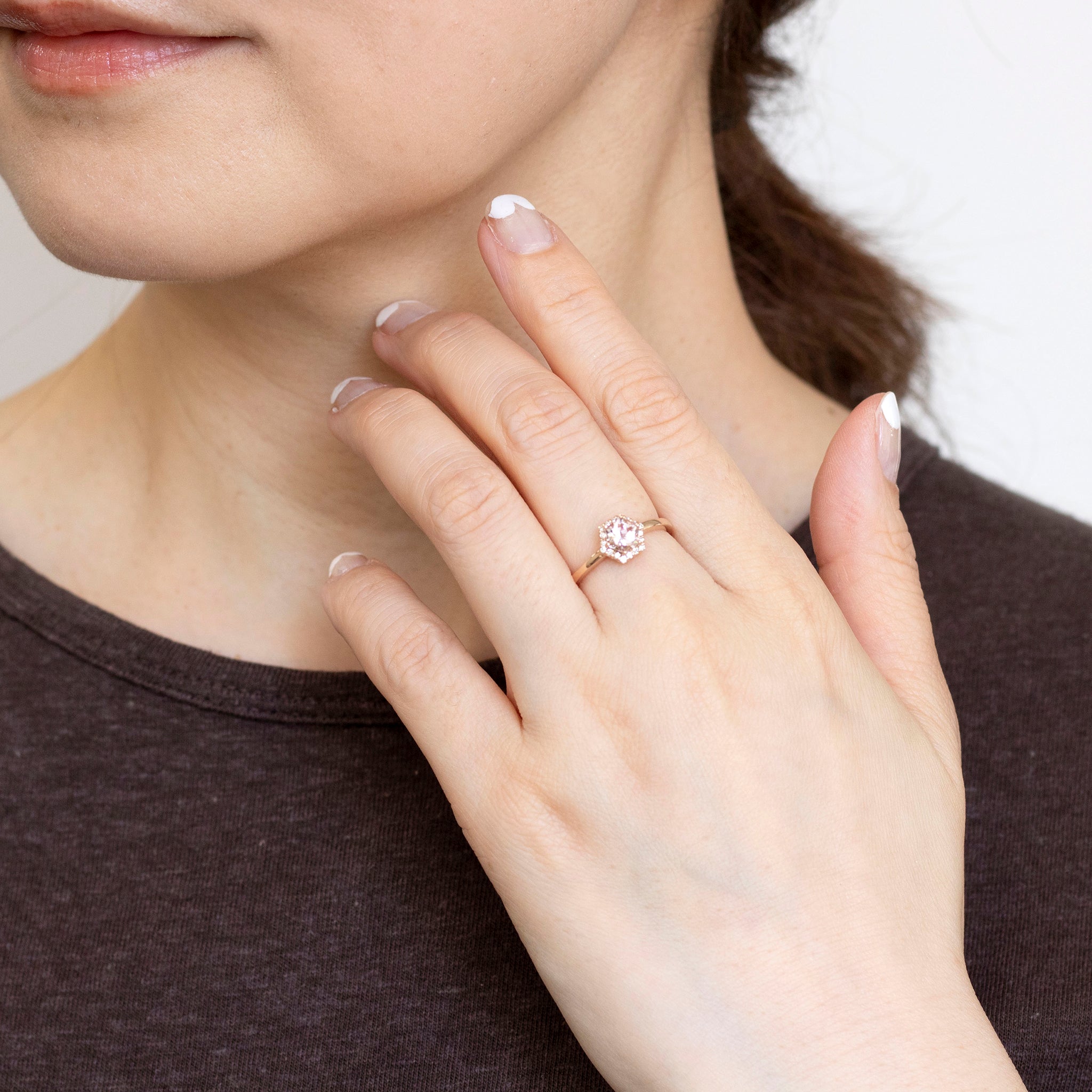 モルガナイト/ダイヤモンド K18リング(4月誕生石)《25N01407》