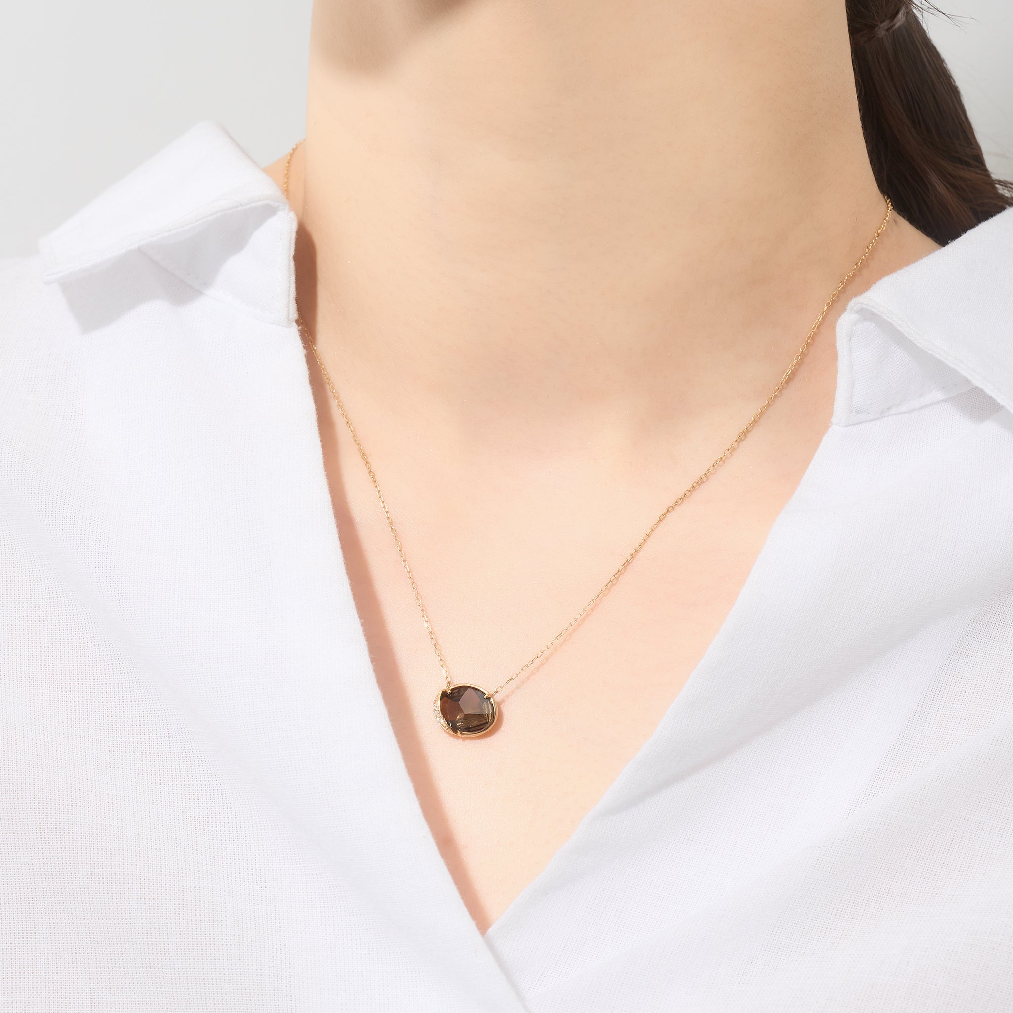 スモーキークォーツ/ダイヤモンド K18ネックレス(1.5カラット)《25N01602》