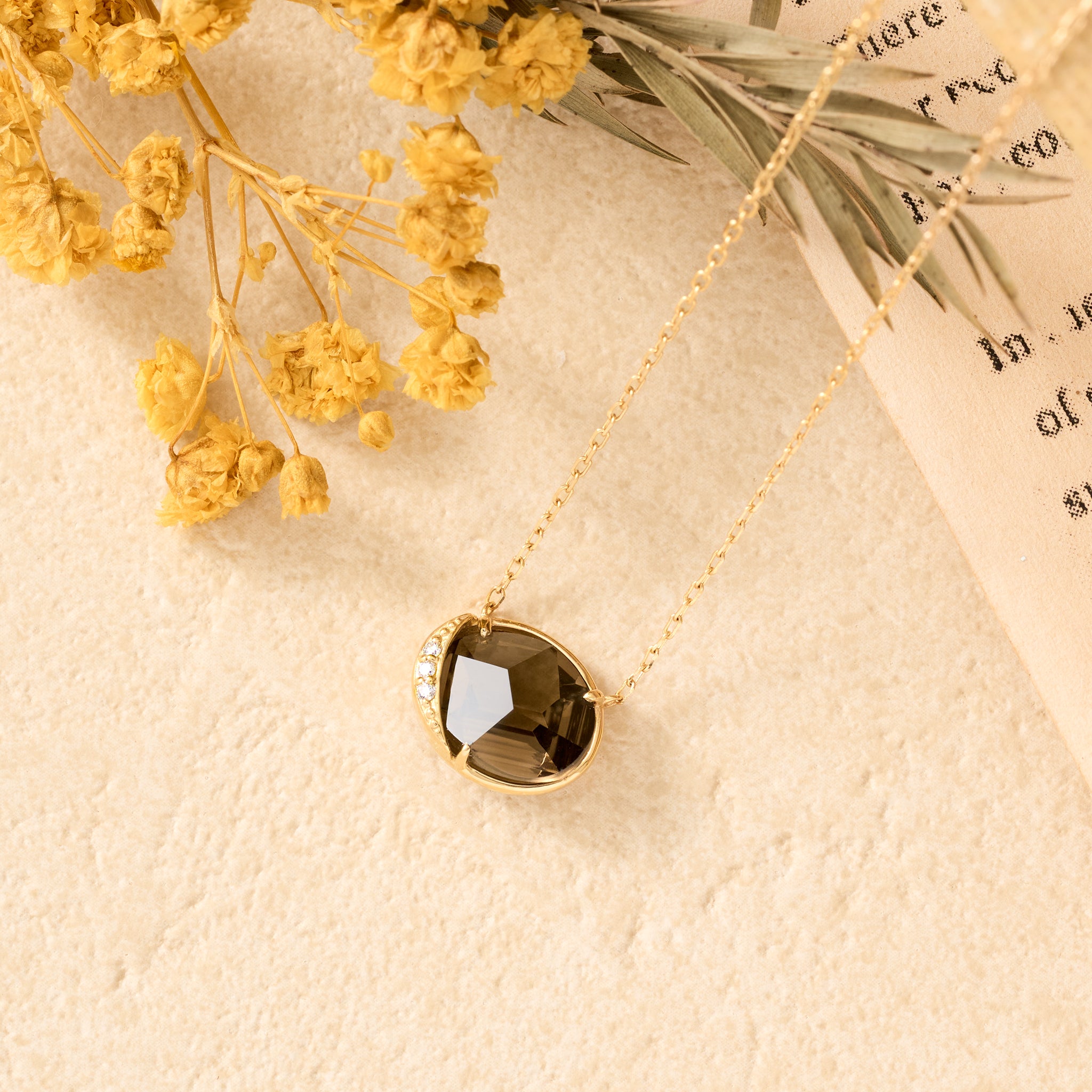 スモーキークォーツ/ダイヤモンド K18ネックレス(1.5カラット)《25N01602》