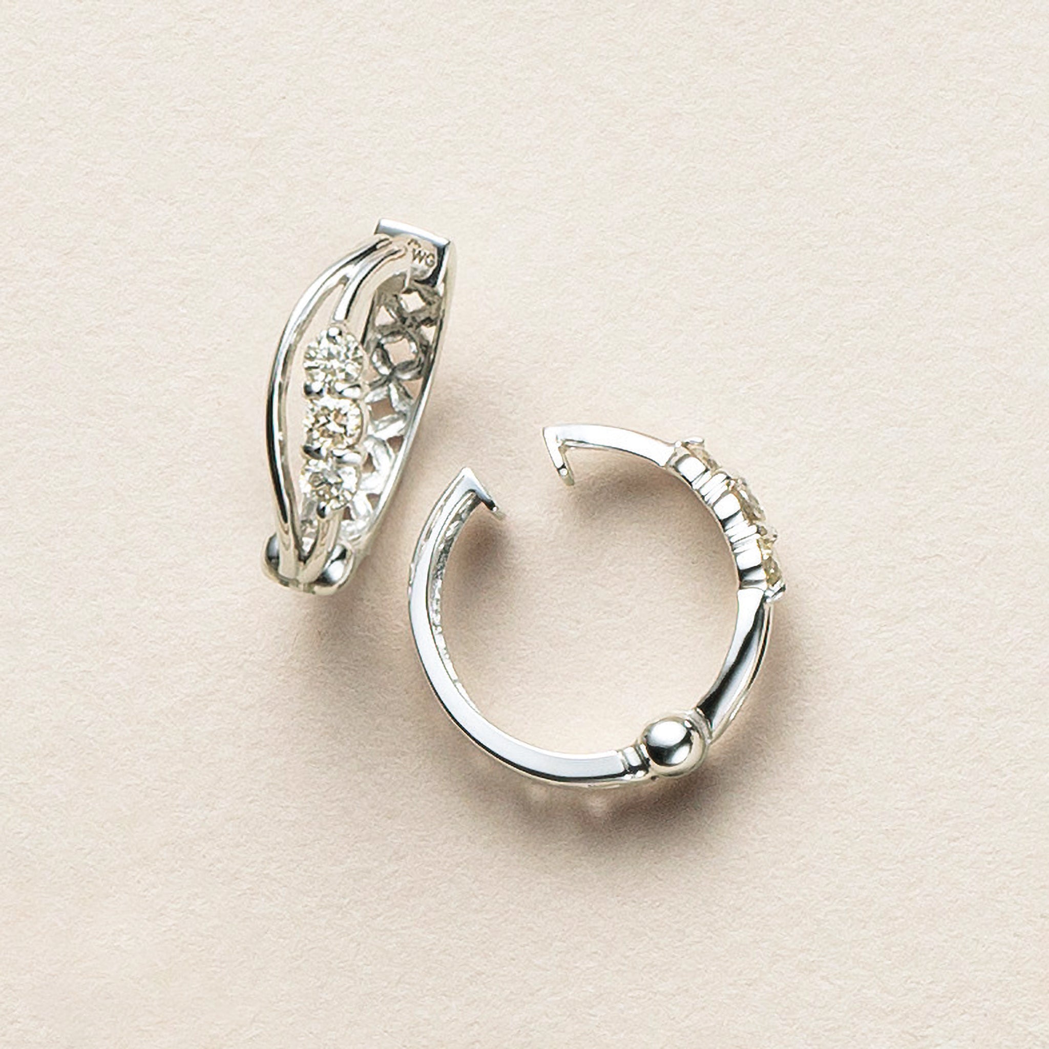 ダイヤモンド K10イヤリング(ピアリング/リバーシブル/4月誕生石)《25N01605》