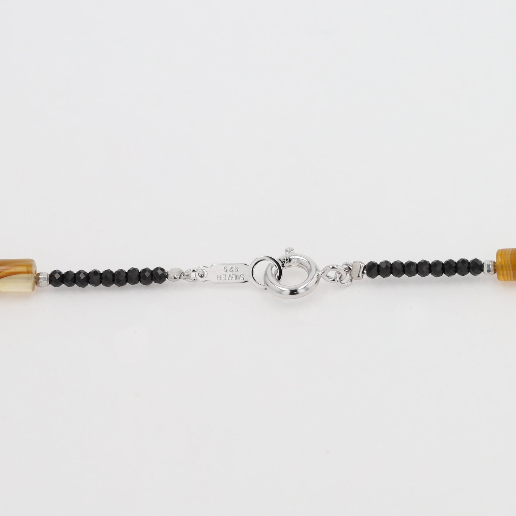 アゲート/ブラックスピネル シルバーネックレス(ロング/70cm)《25N01607》