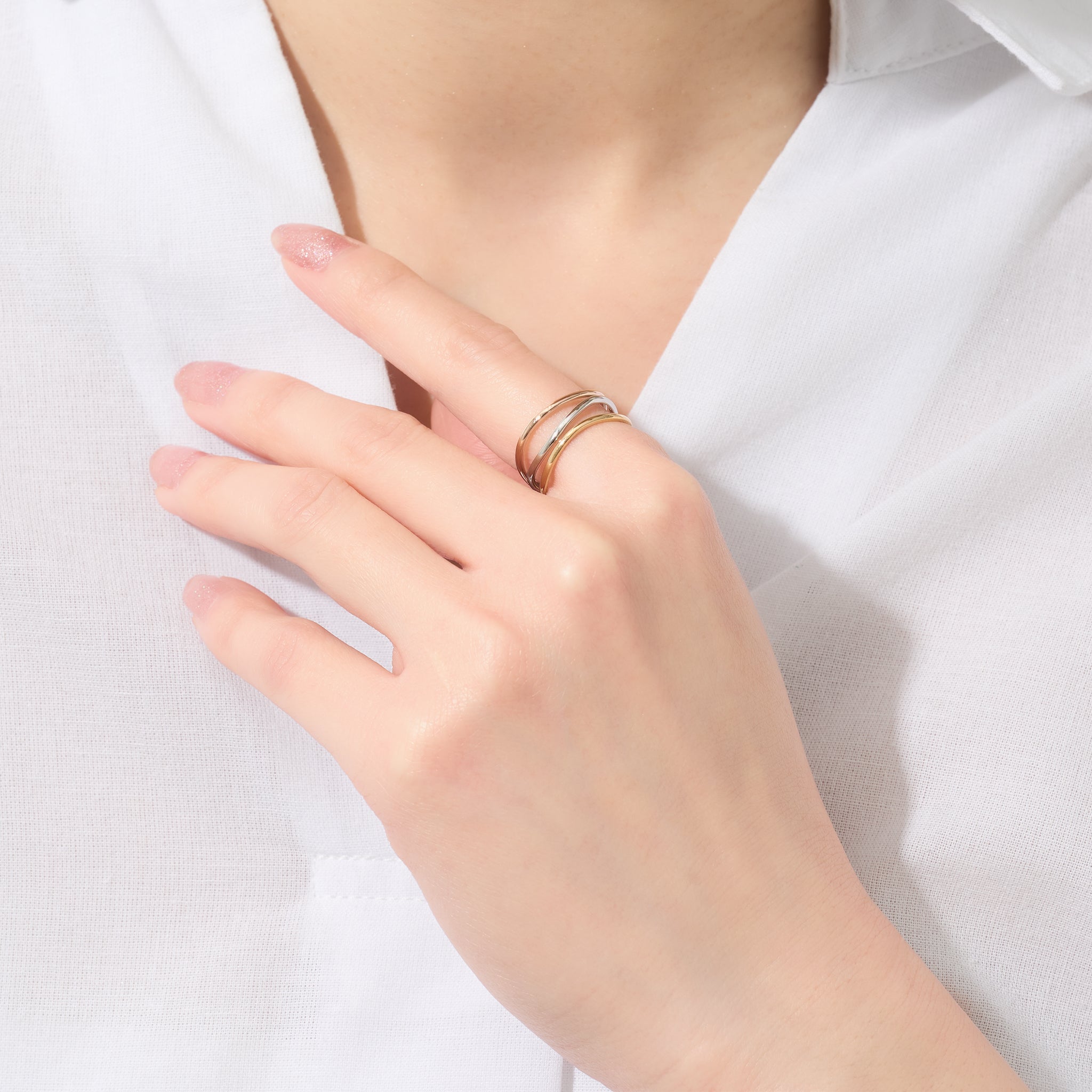 プラチナ/K18リング(スリーカラー)《25N01611》