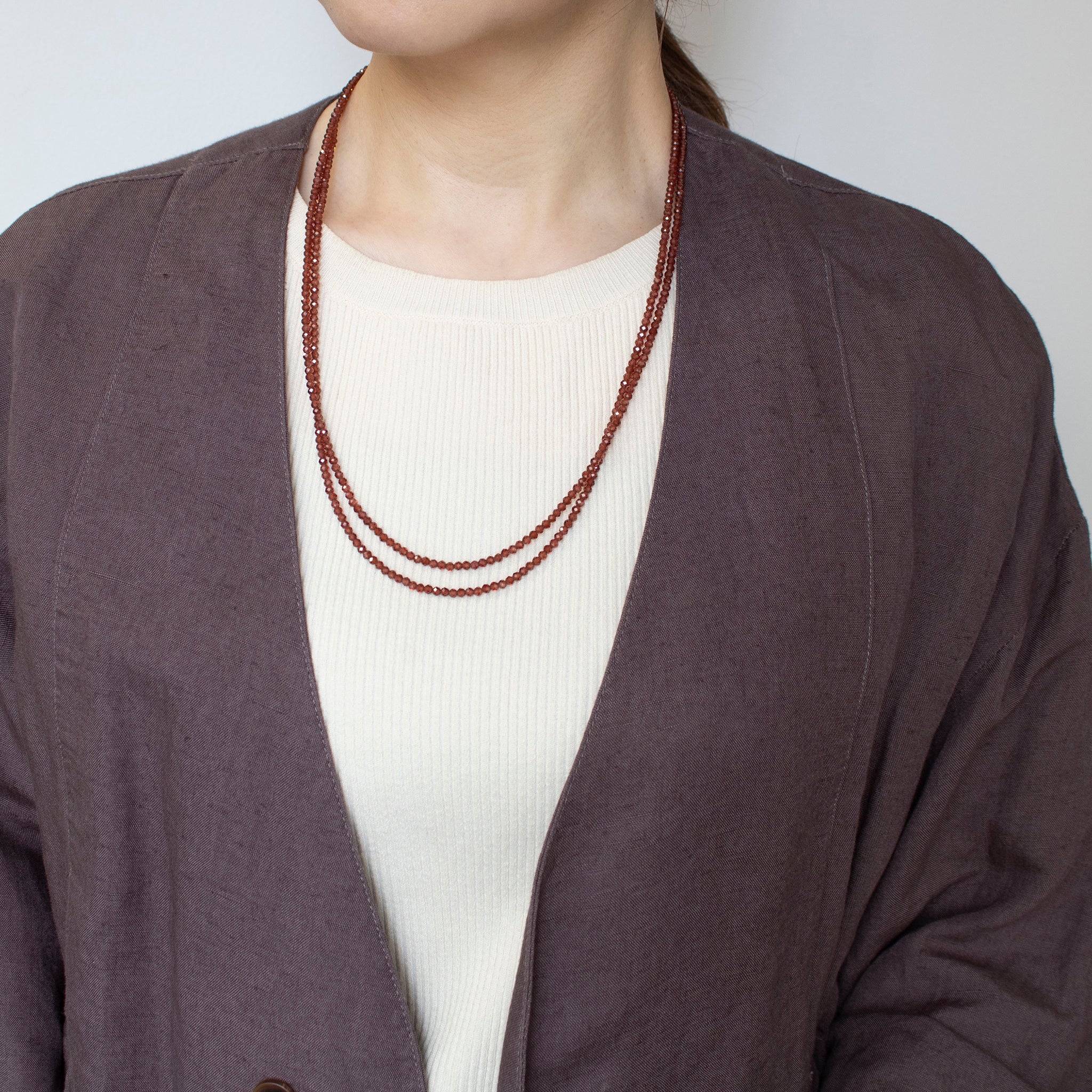 ガーネット シルバーネックレス(ロング/120cm/1月誕生石)《25N01710》