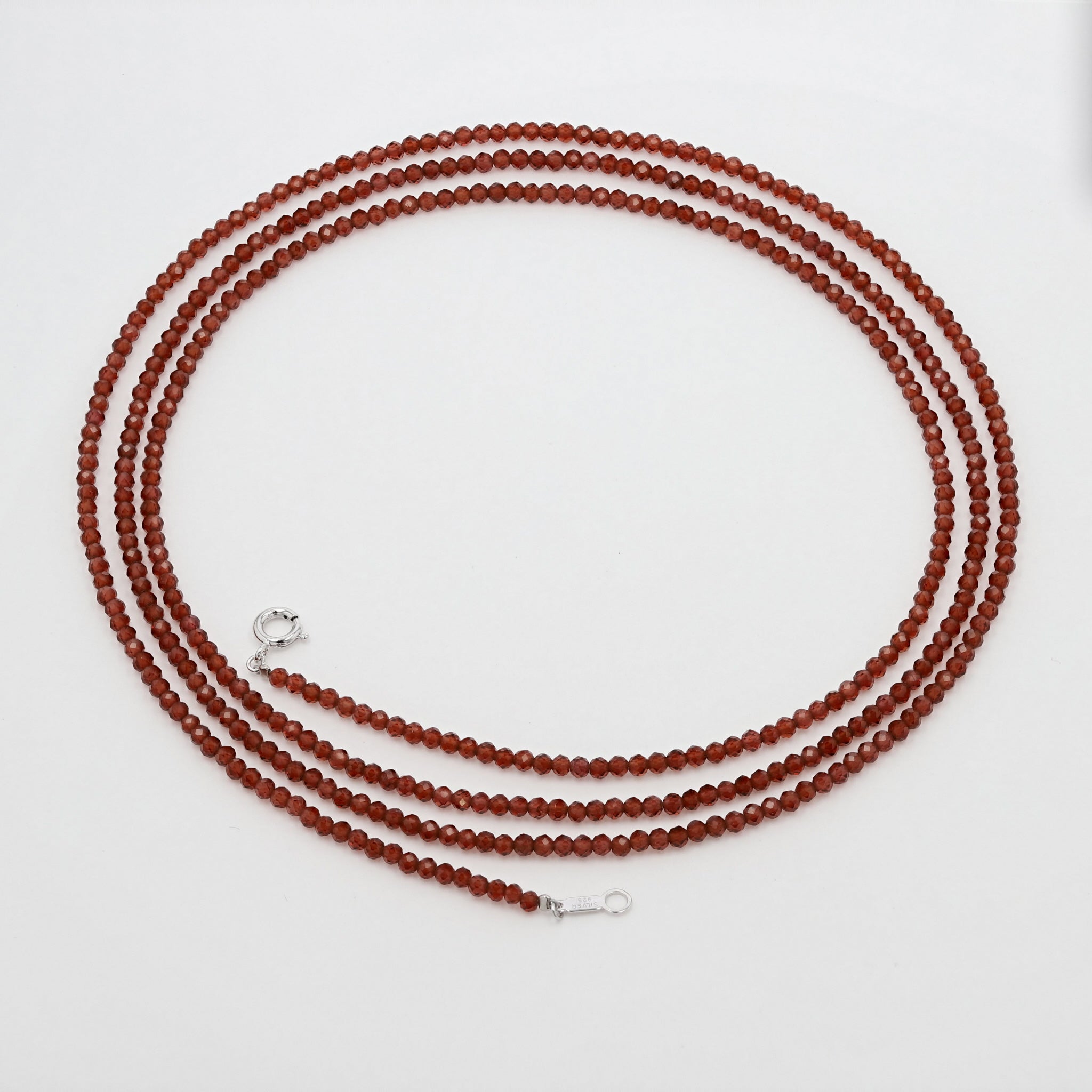ガーネット シルバーネックレス(ロング/120cm/1月誕生石)《25N01710》