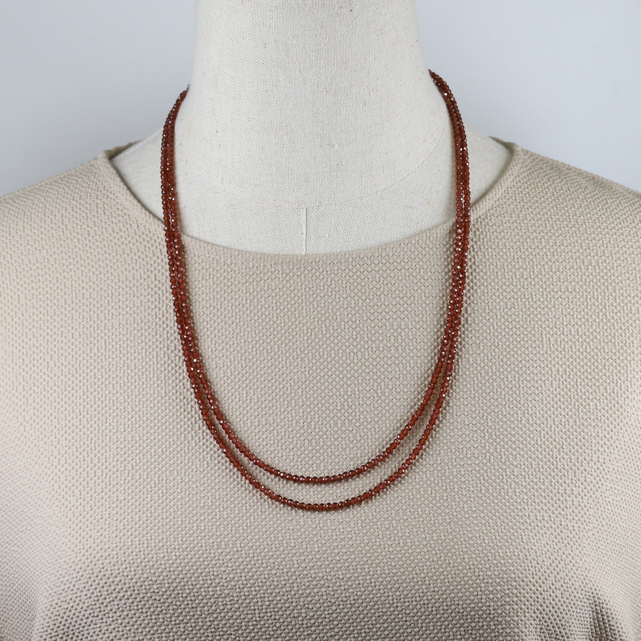 ガーネット シルバーネックレス(ロング/120cm/1月誕生石)《25N01710》