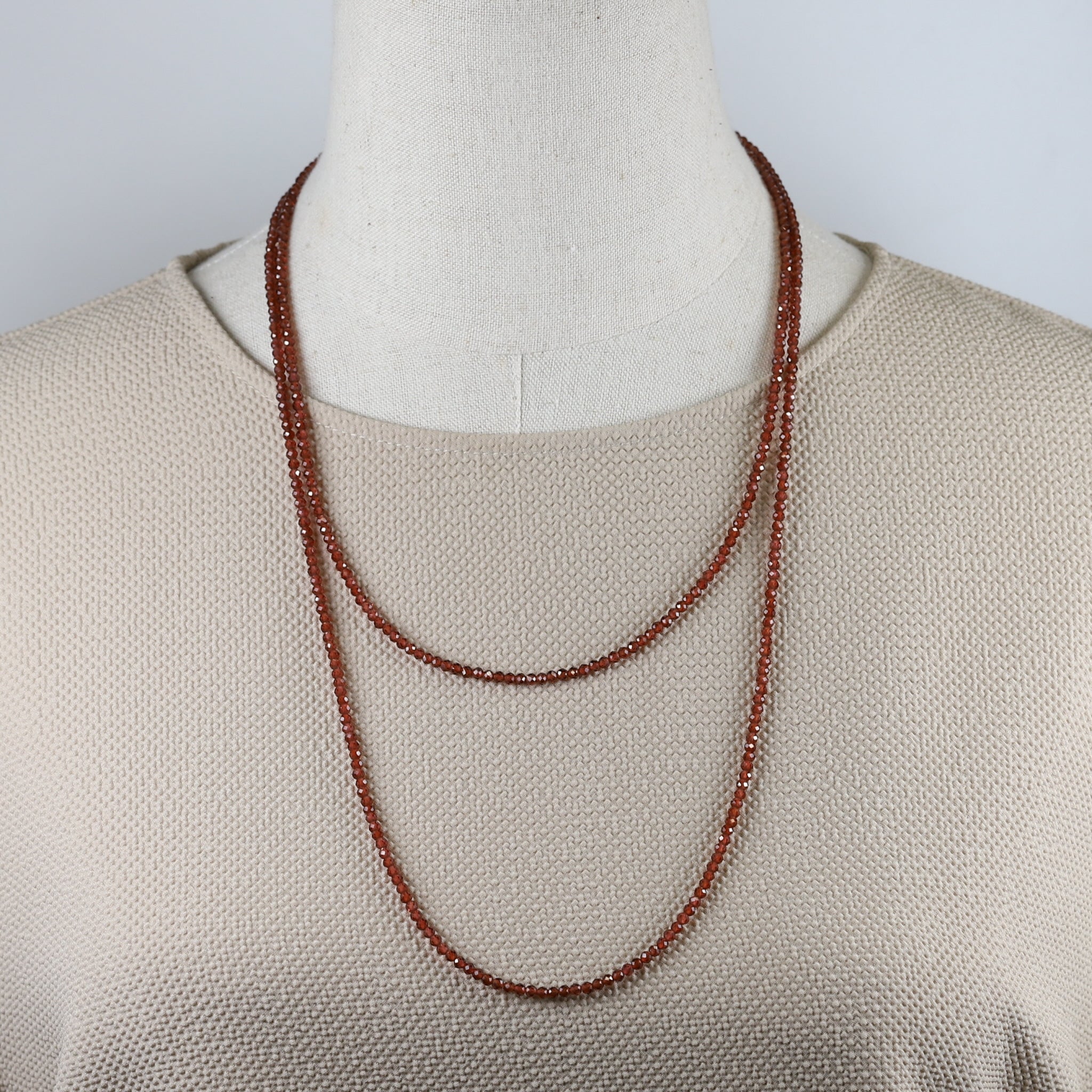 ガーネット シルバーネックレス(ロング/120cm/1月誕生石)《25N01710》