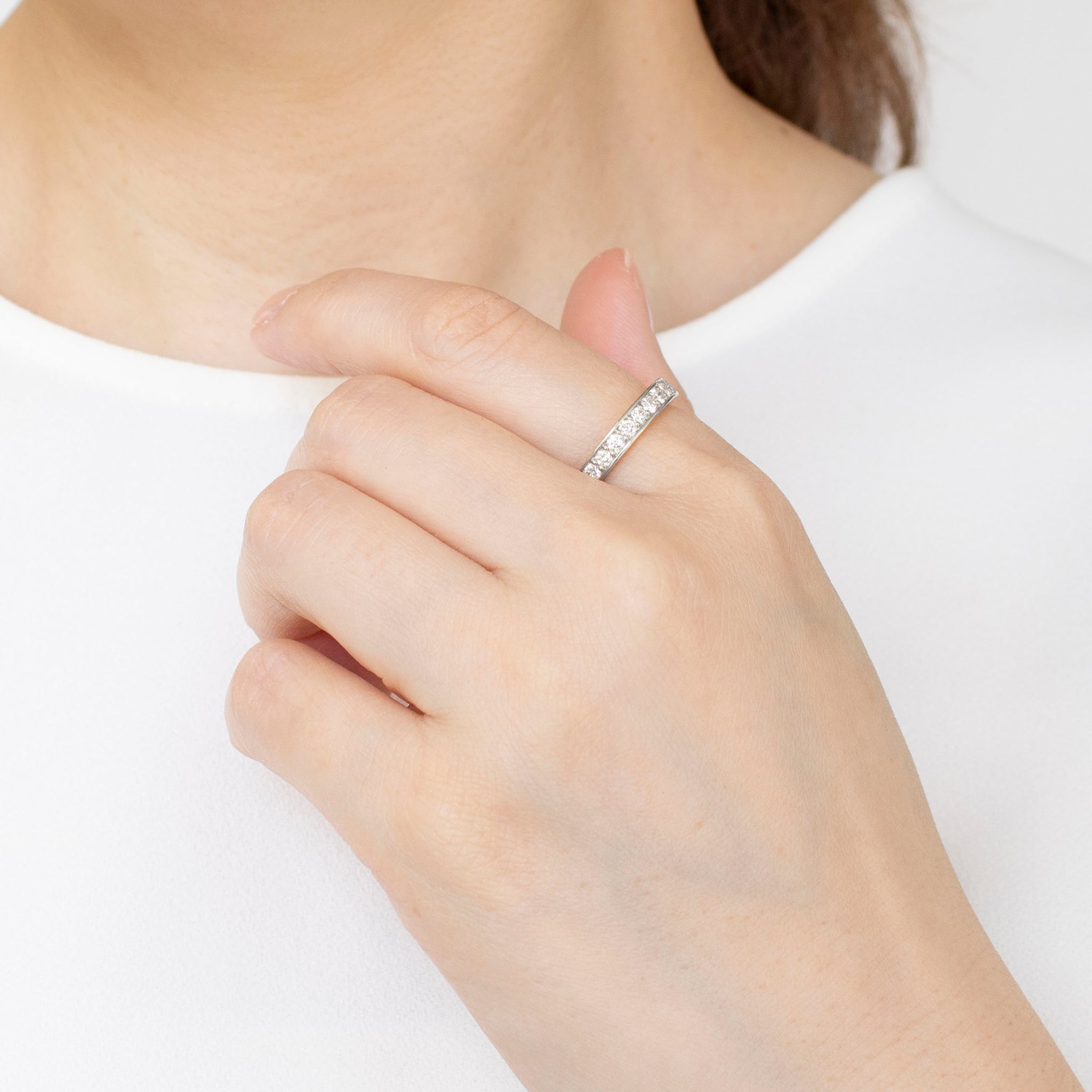 ダイヤモンド プラチナリング(計0.5カラットハーフエタニティ/4月誕生石)《25N01803》