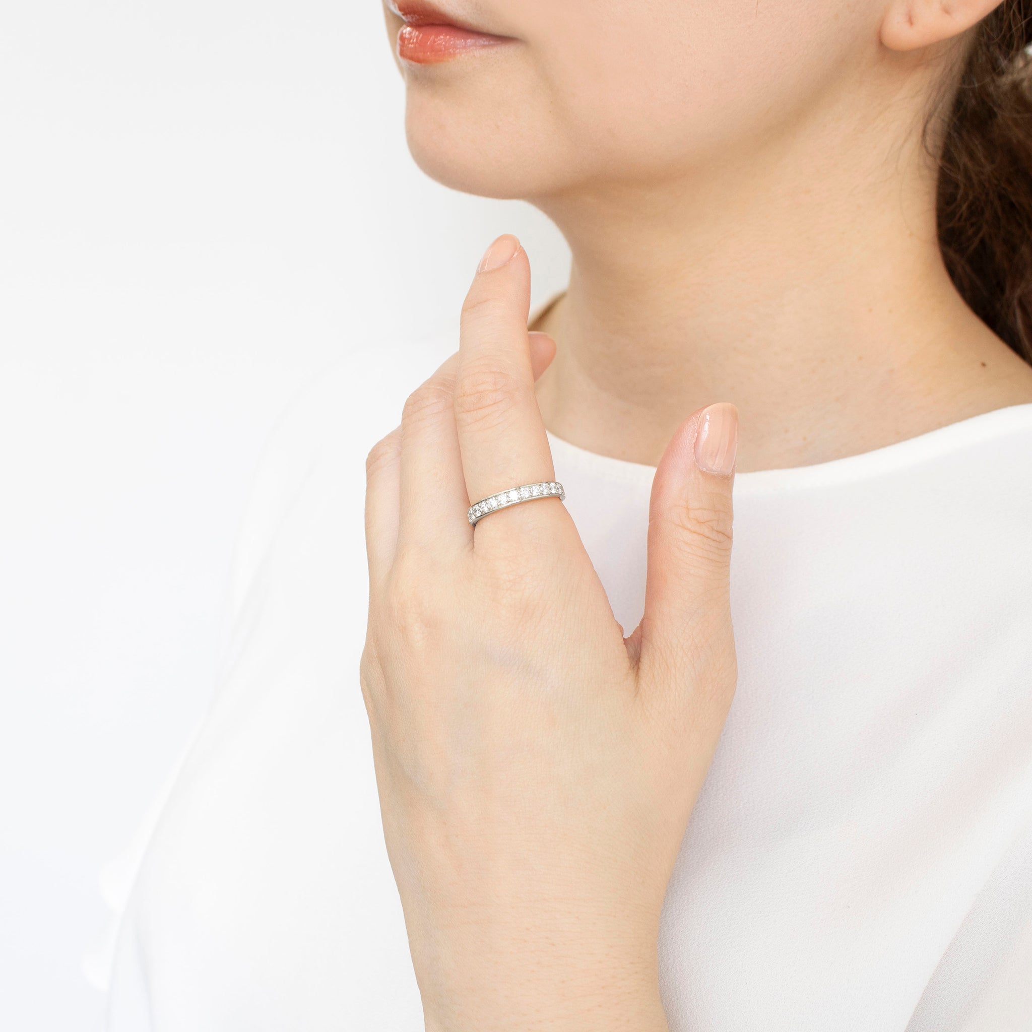 ダイヤモンド プラチナリング(計0.5カラットハーフエタニティ/4月誕生石)《25N01803》