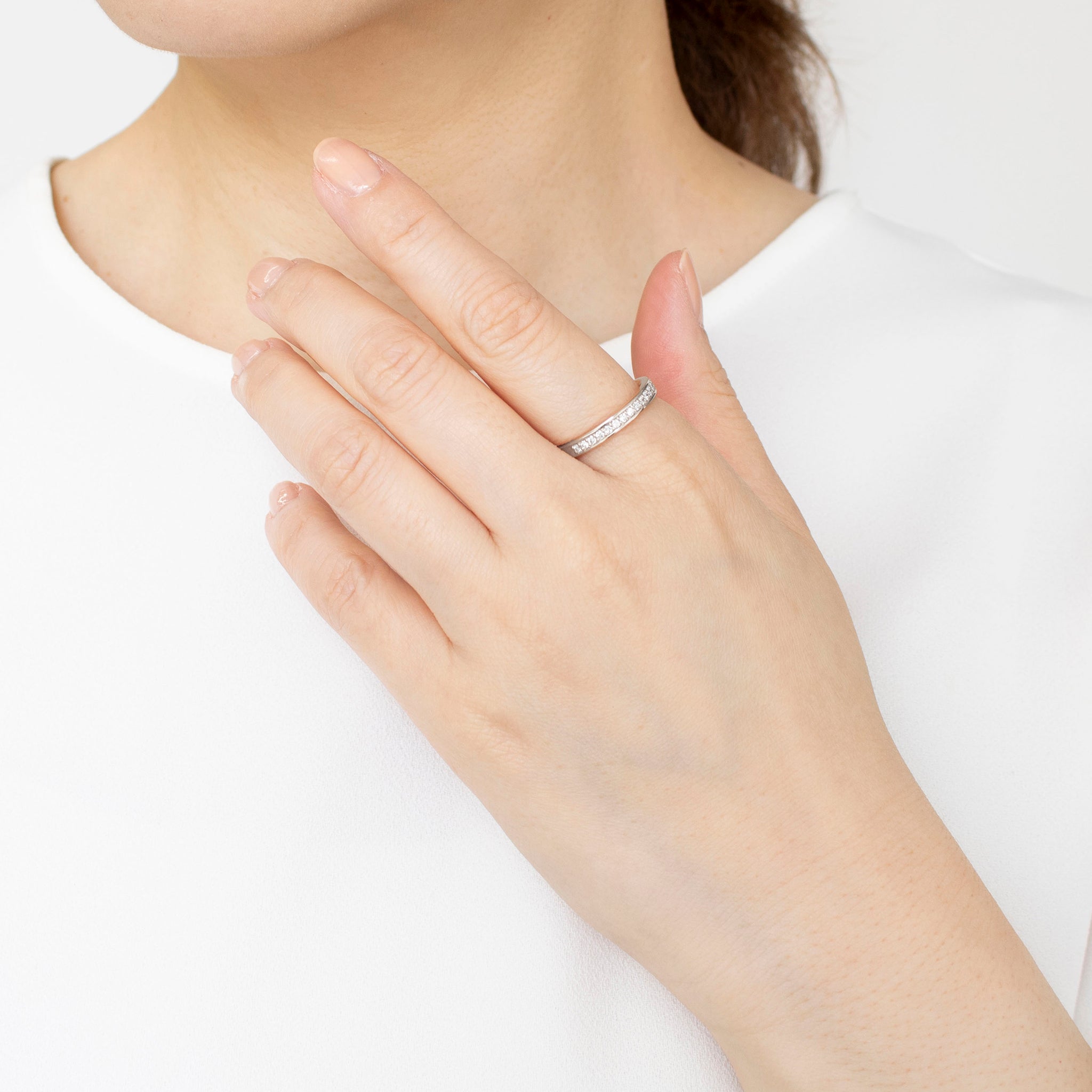 ダイヤモンド プラチナリング(計0.2カラットハーフエタニティ/4月誕生石)《25N01804》