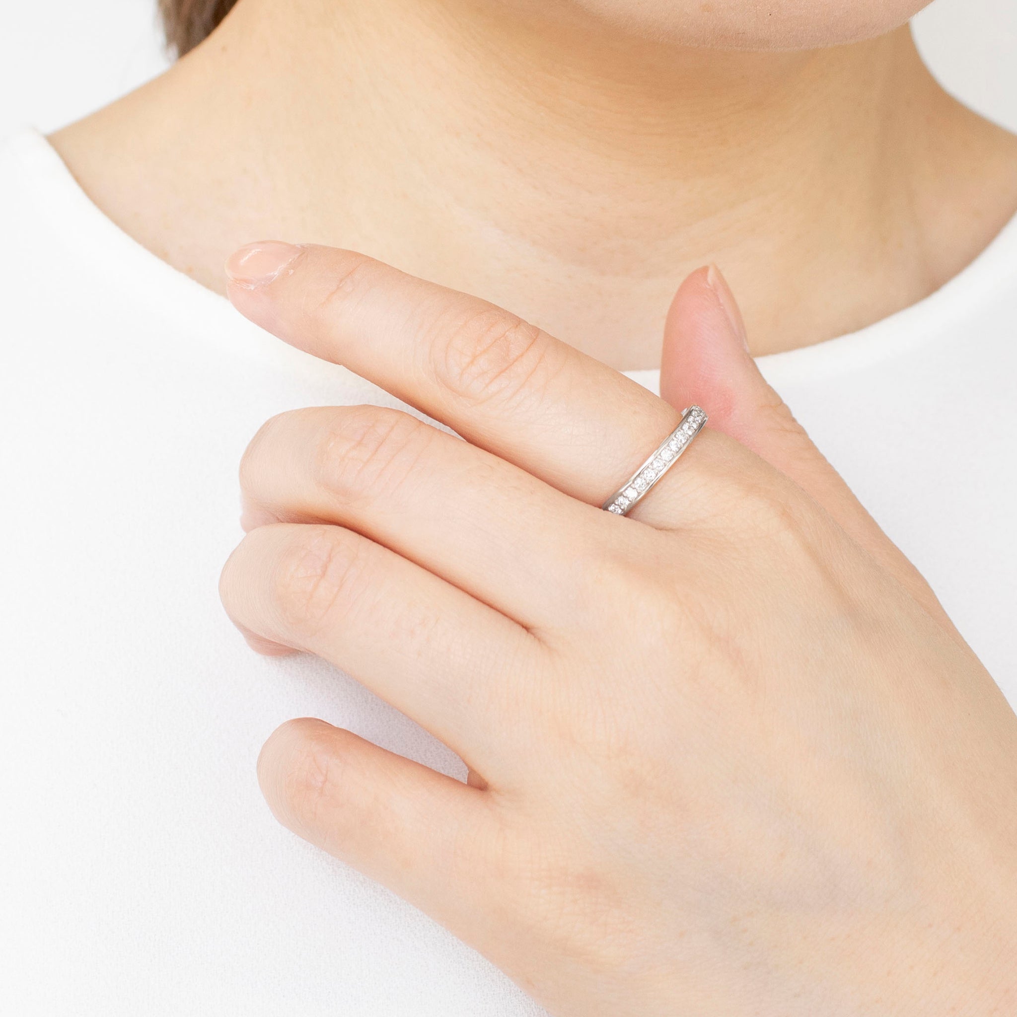 ダイヤモンド プラチナリング(計0.2カラットハーフエタニティ/4月誕生石)《25N01804》