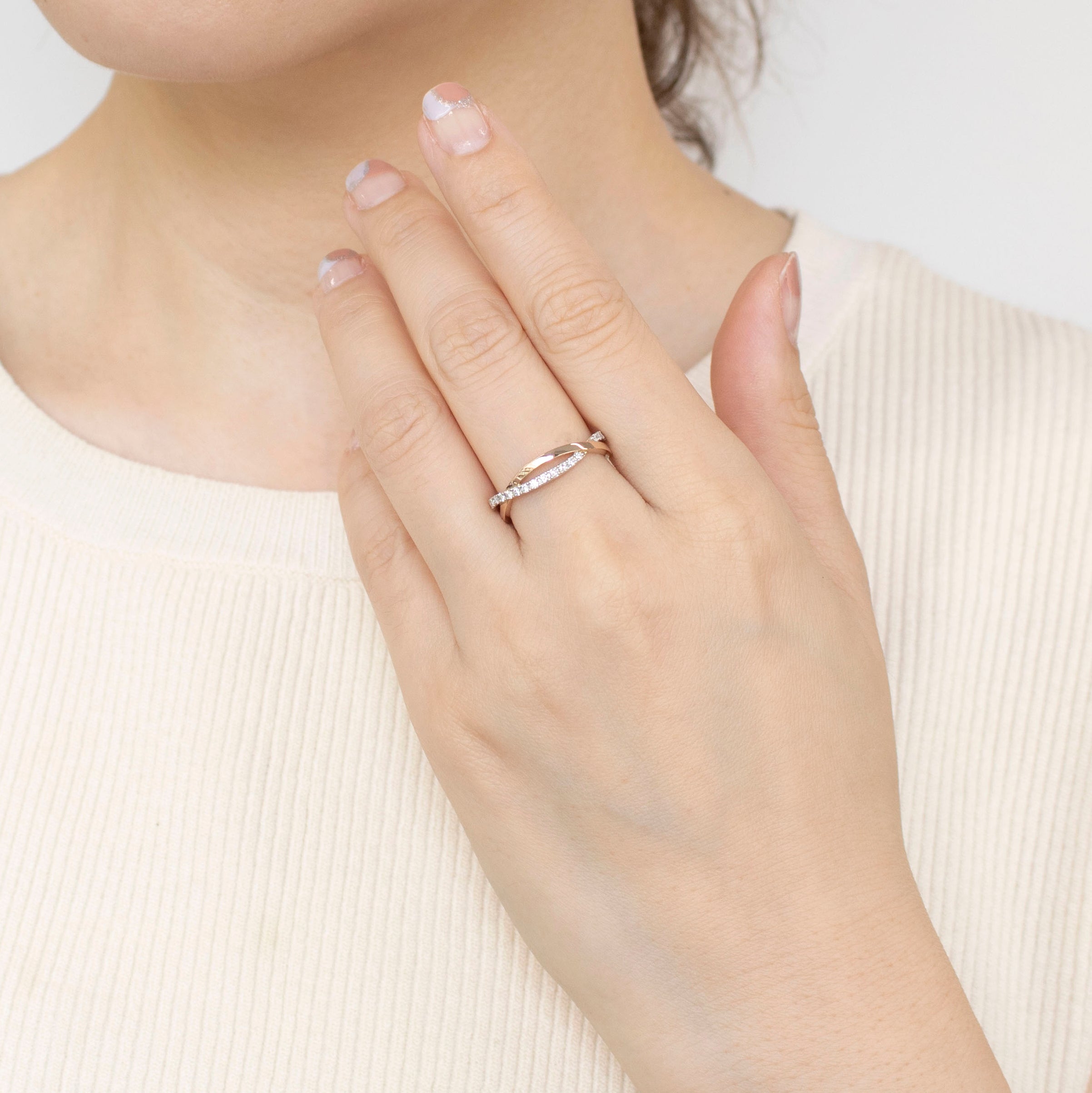 ダイヤモンド プラチナ/K18リング(4月誕生石)《25N01810》