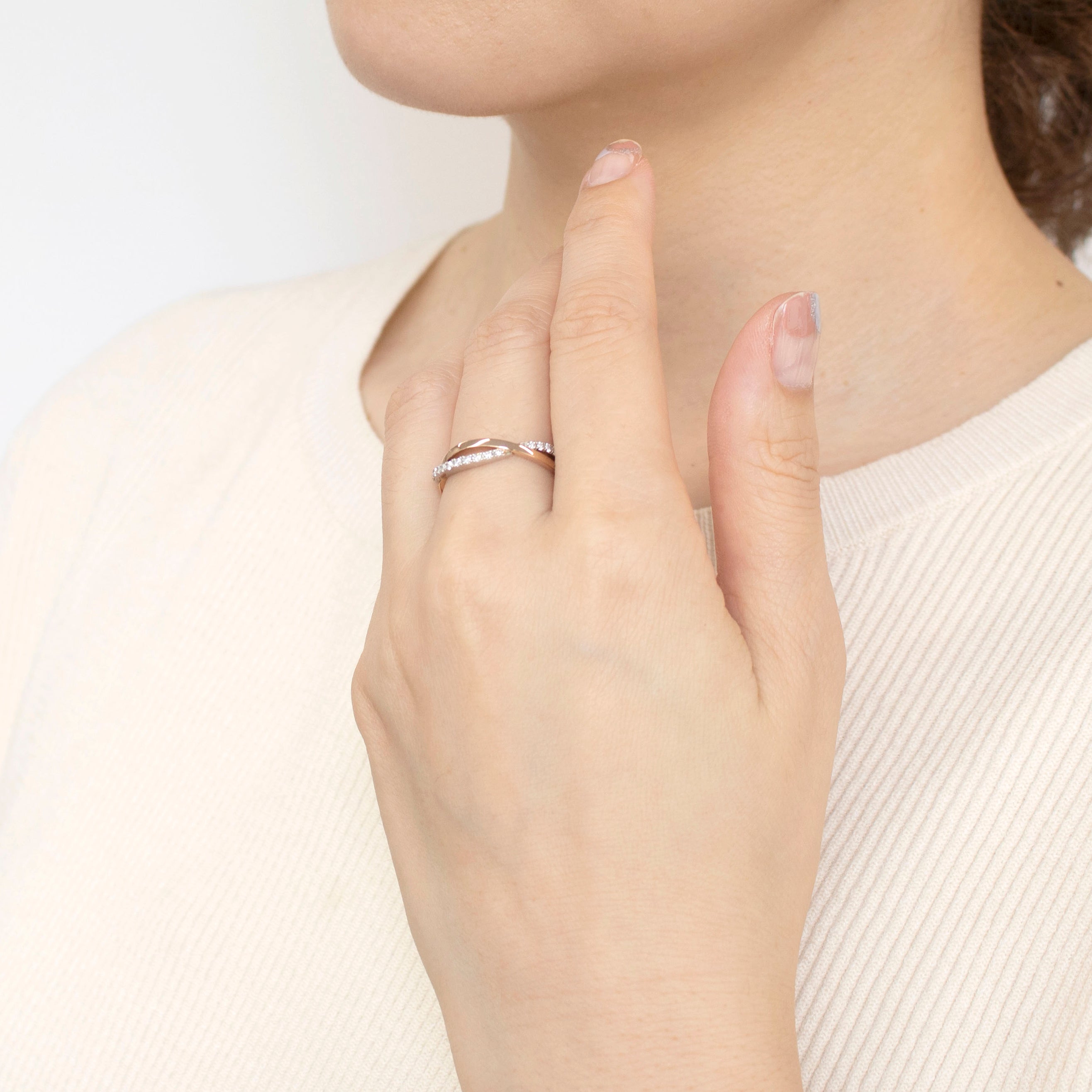 ダイヤモンド プラチナ/K18リング(4月誕生石)《25N01810》