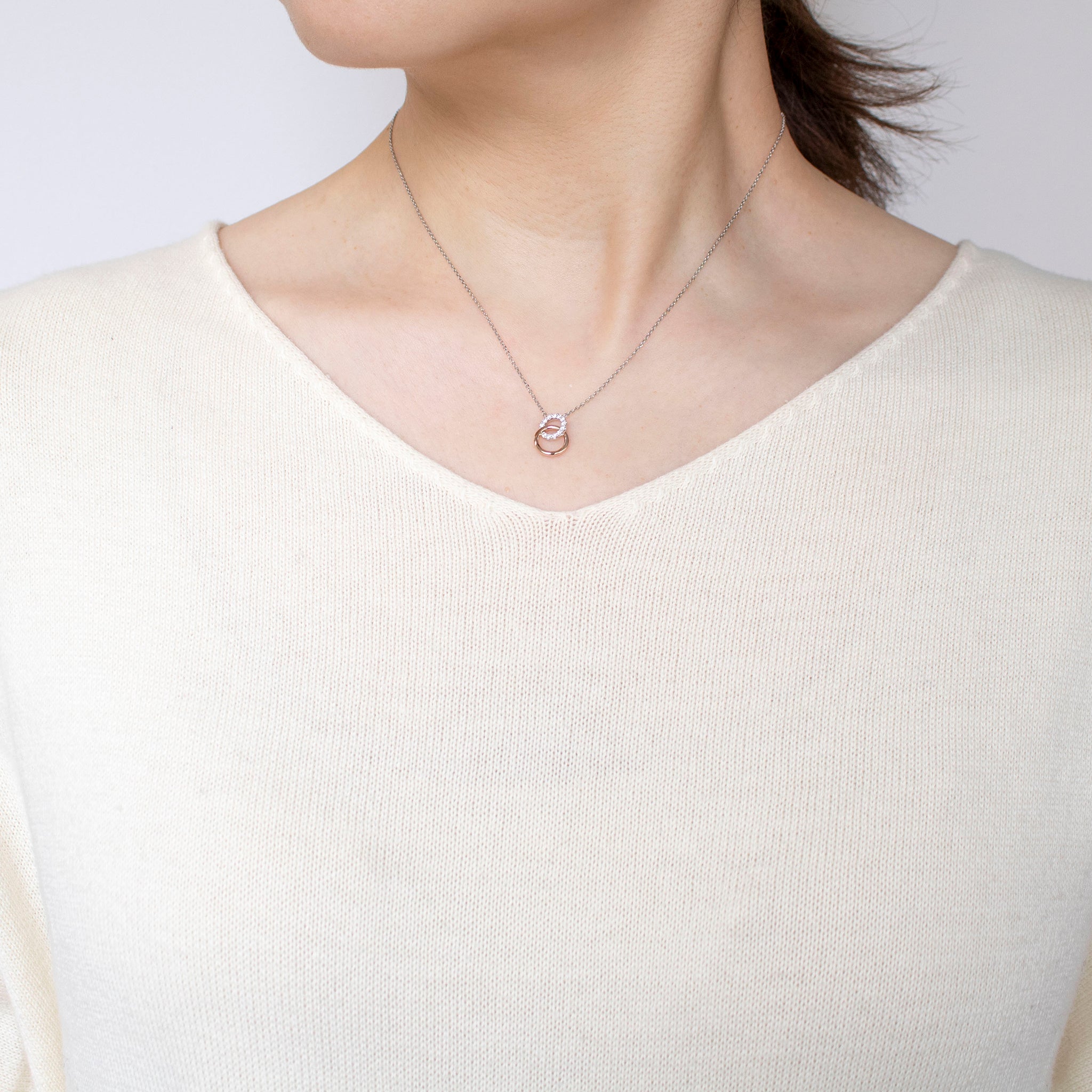 ダイヤモンド プラチナ/K18ネックレス(コンビカラー/4月誕生石)《25N01811》