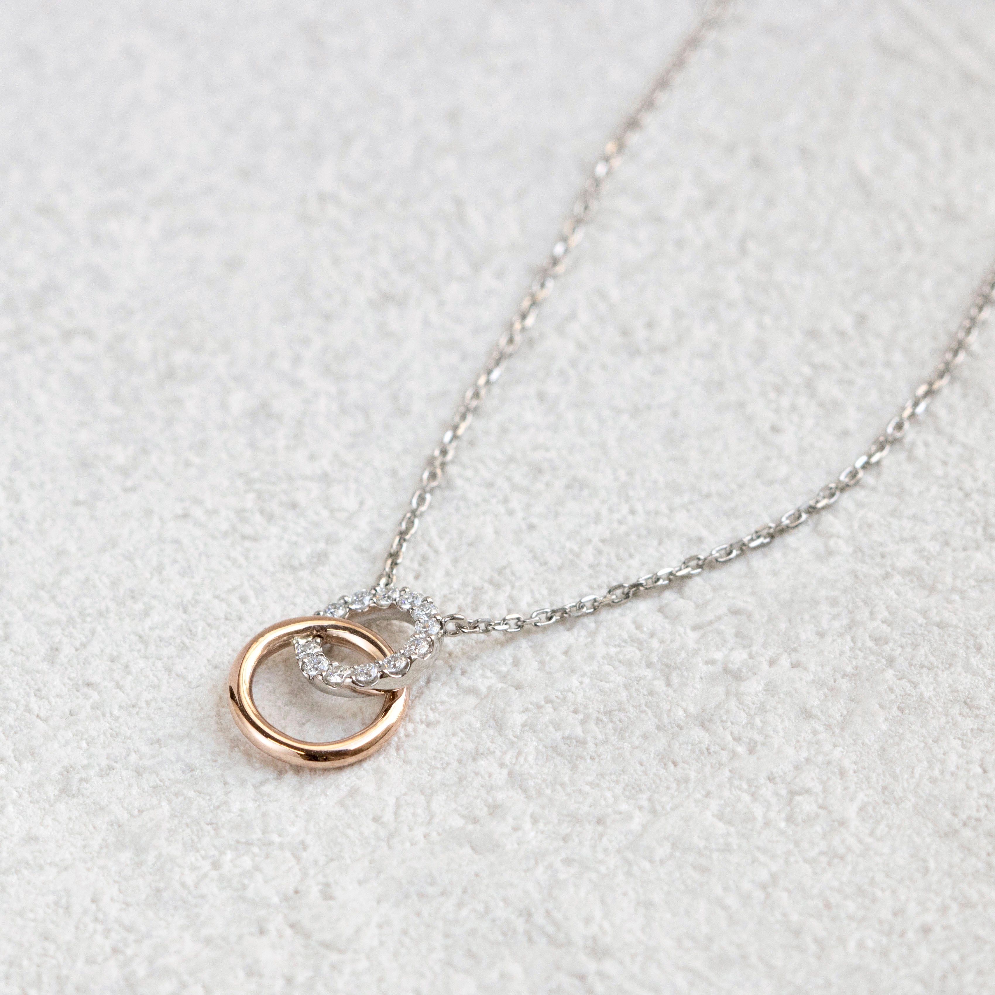 ダイヤモンド プラチナ/K18ネックレス(コンビカラー/4月誕生石)《25N01811》