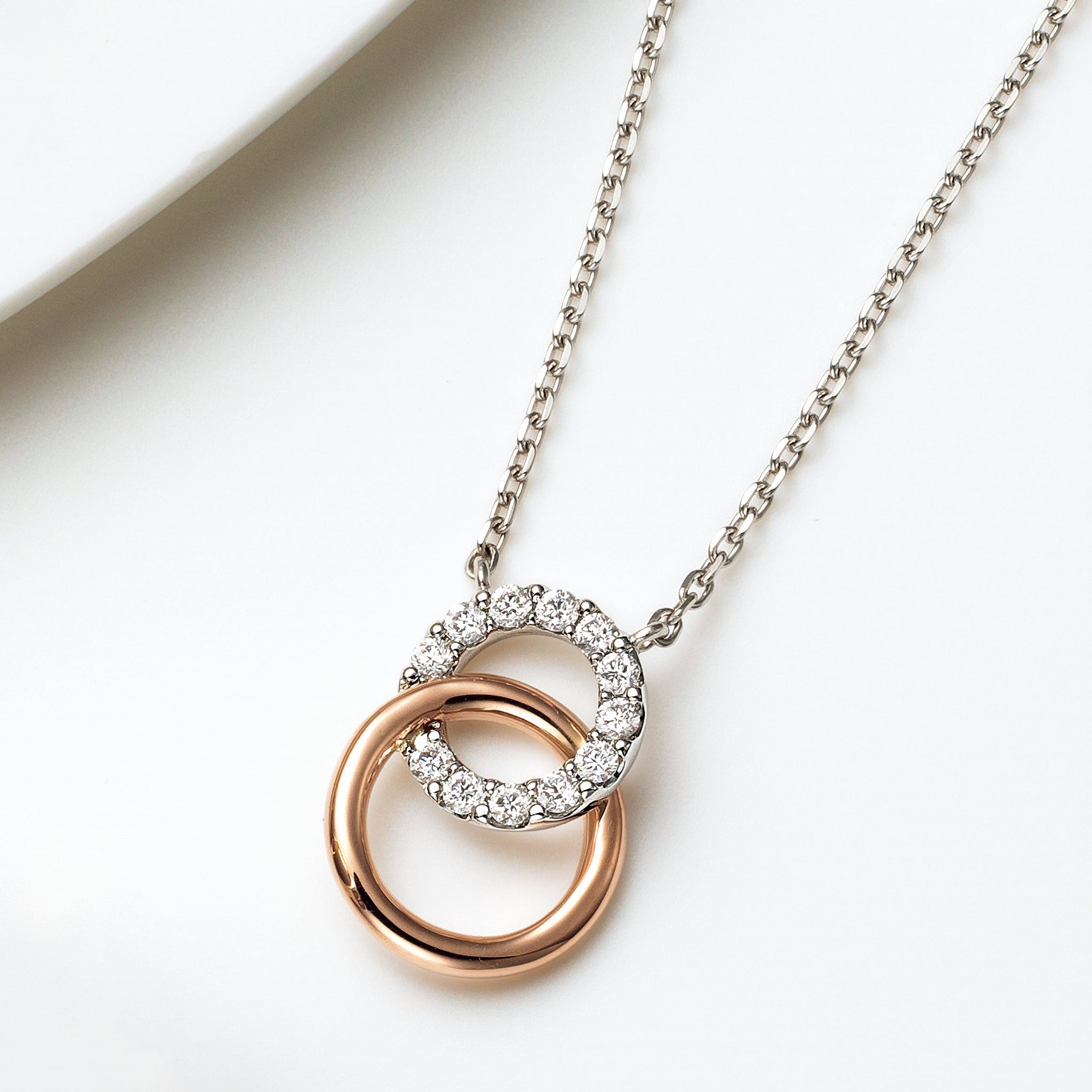 ダイヤモンド プラチナ/K18ネックレス(コンビカラー/4月誕生石