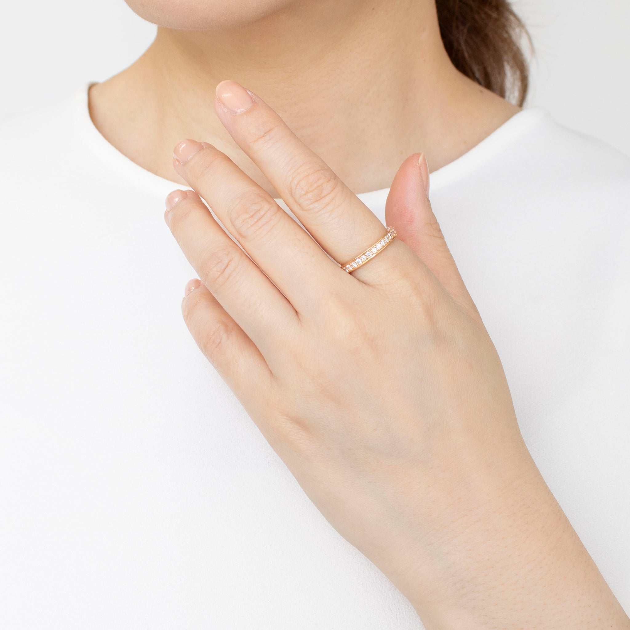 ダイヤモンド K18リング(計0.3カラット/ハーフエタニティ/4月誕生石/鑑別書付)《25N02002-PG》