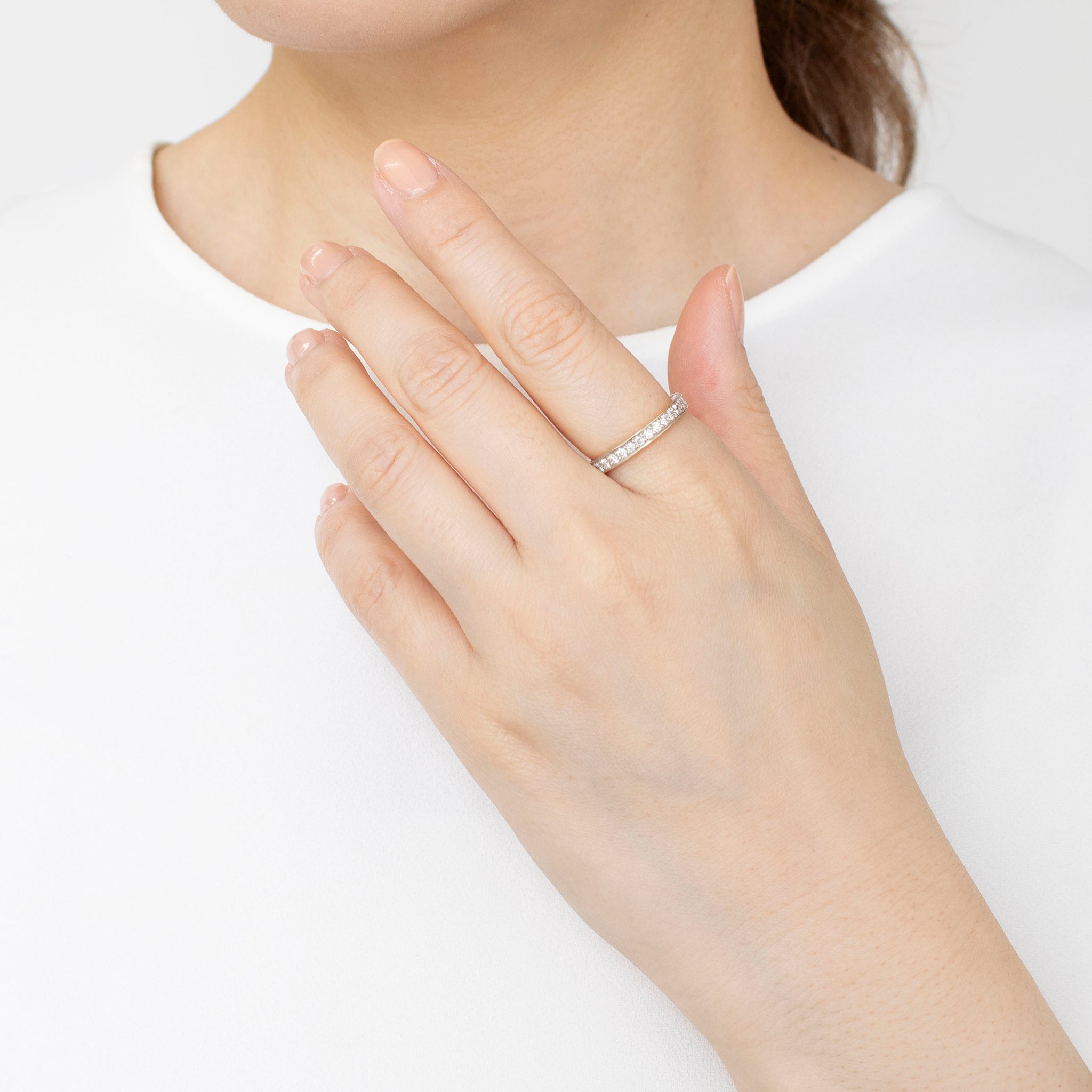 ダイヤモンド K18リング(計0.3カラット/ハーフエタニティ/4月誕生石/鑑別書付)《25N02002-PG》