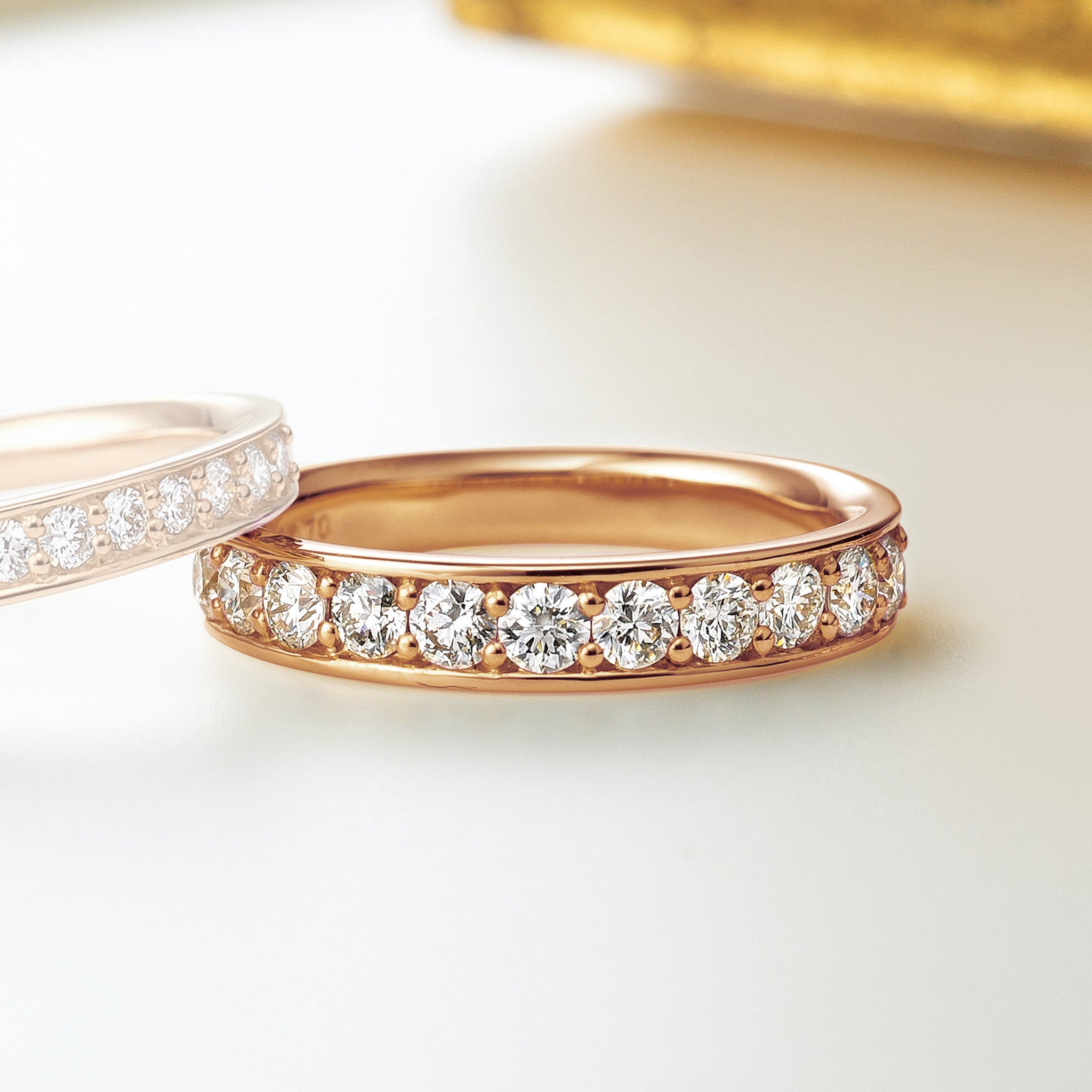 ダイヤモンド K18リング(計0.7カラット/ハーフエタニティ/4月誕生石/鑑別書付)《25N02003-PG》