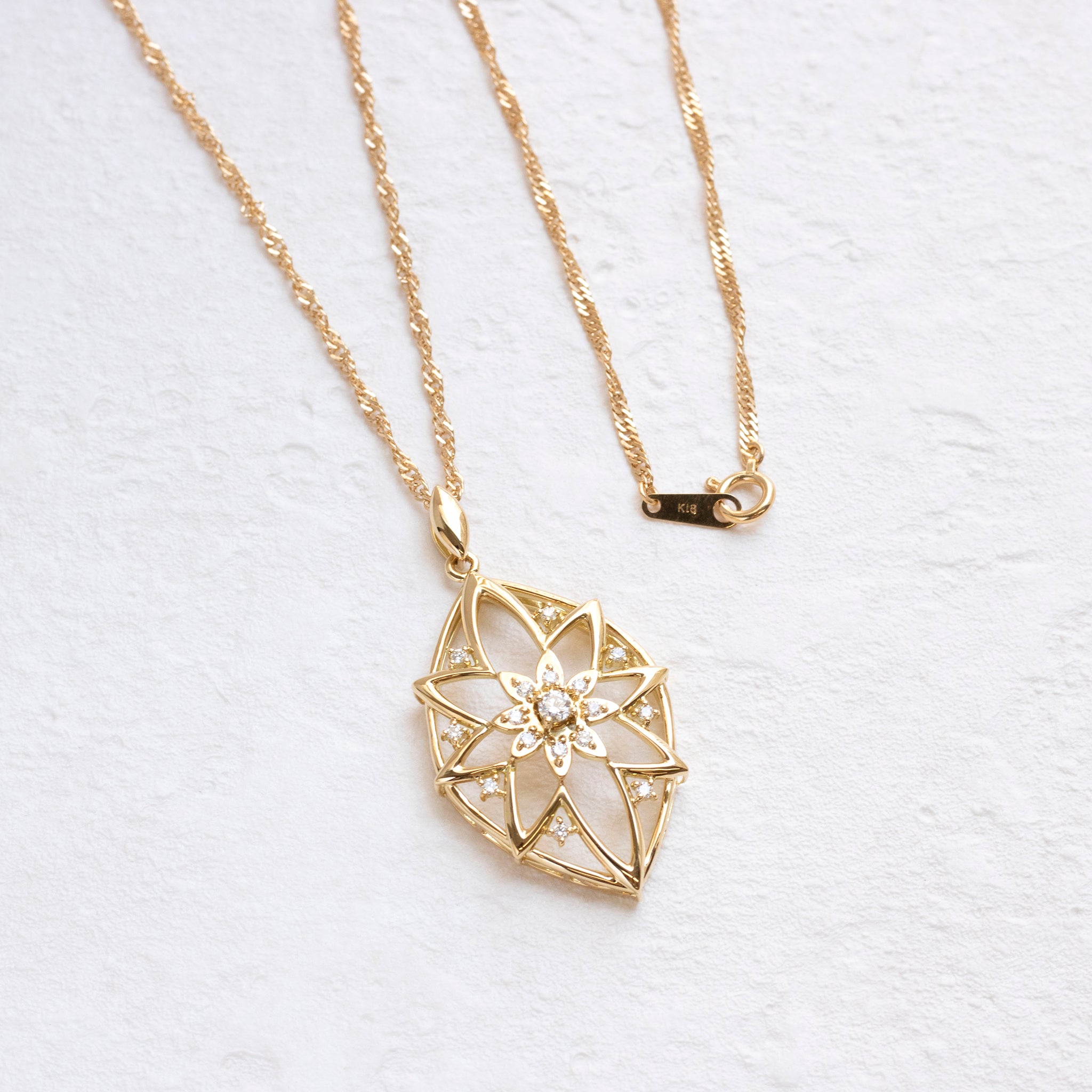 ダイヤモンド K18ネックレス(ロング/60cm/4月誕生石/鑑別書付)《25N02007》