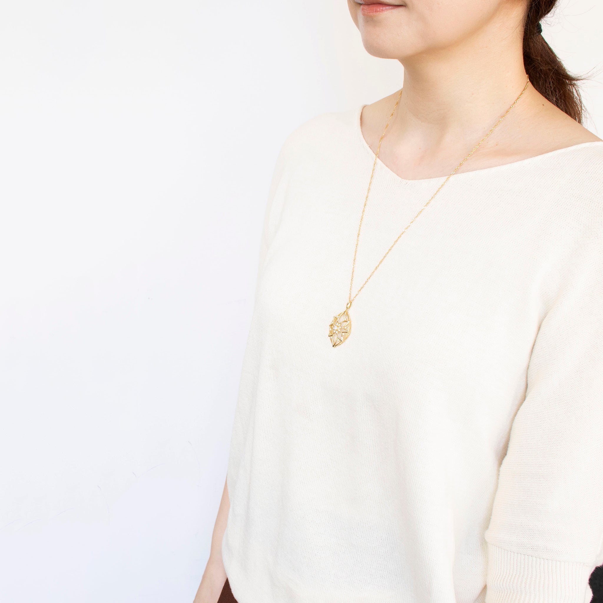 ダイヤモンド K18ネックレス(ロング/60cm/4月誕生石/鑑別書付)《25N02007》