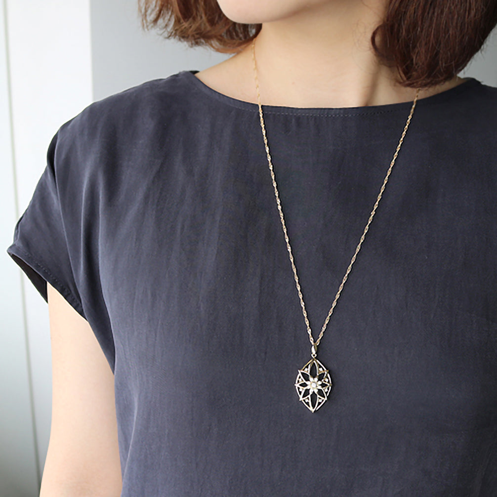 ダイヤモンド K18ネックレス(ロング/60cm/4月誕生石/鑑別書付)《25N02007》