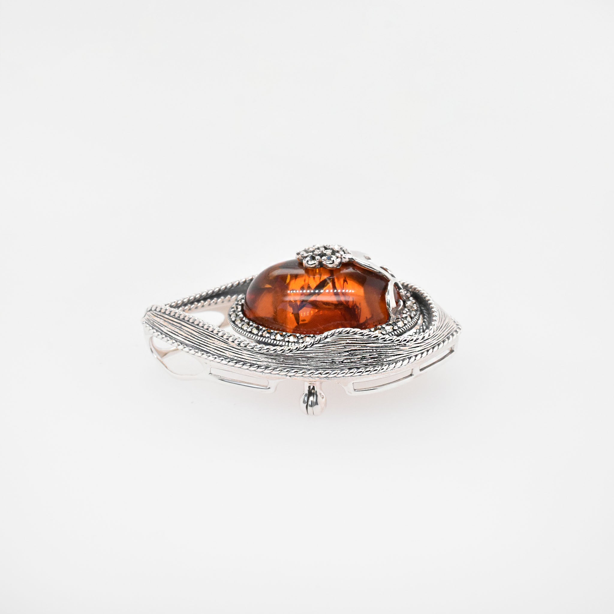 琥珀(こはく)/マルカジット シルバーブローチ兼ペンダントトップ《25N02107》