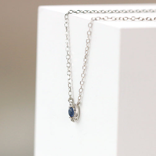 サファイア/ダイヤモンド プラチナネックレス(馬蹄モチーフ/9月誕生石)《25N02203》