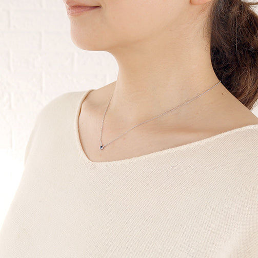 サファイア/ダイヤモンド プラチナネックレス(馬蹄モチーフ/9月誕生石)《25N02203》