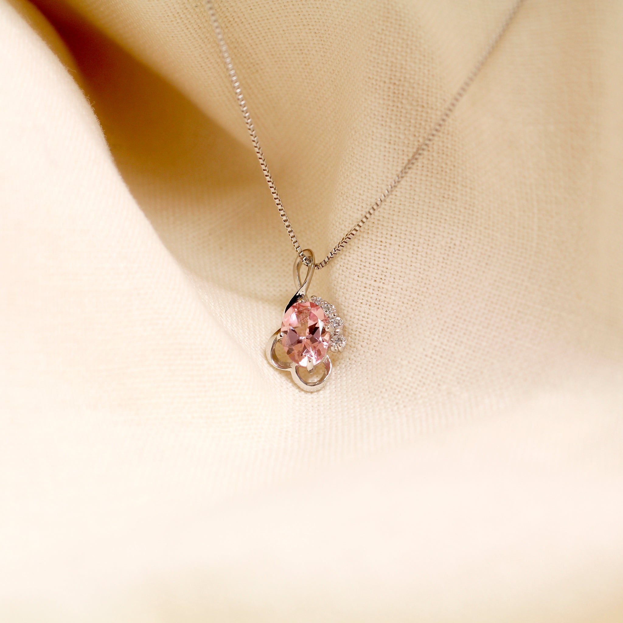 ピンクトルマリン プラチナネックレス(10月誕生石)《25N02208》