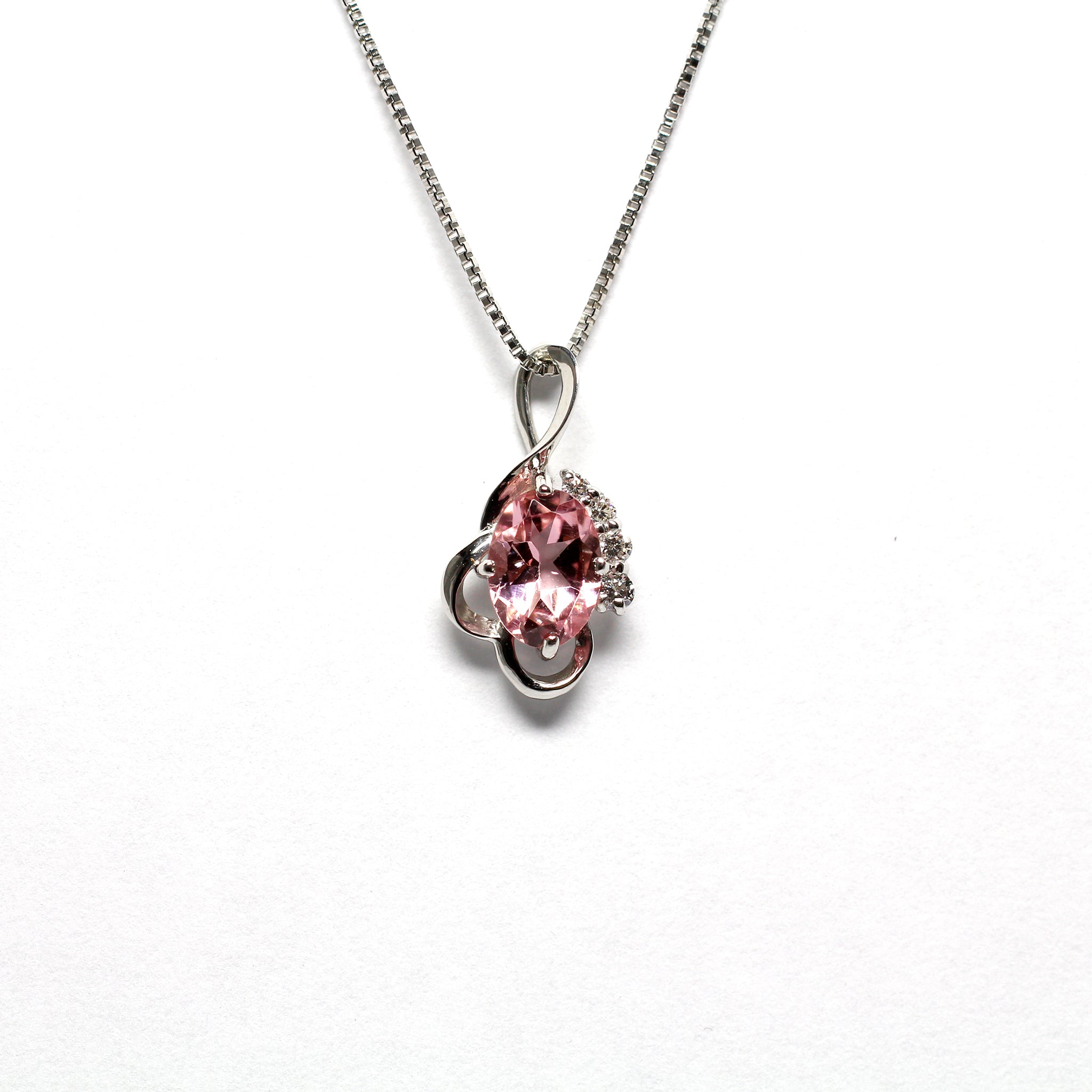 ピンクトルマリン プラチナネックレス(10月誕生石)《25N02208》