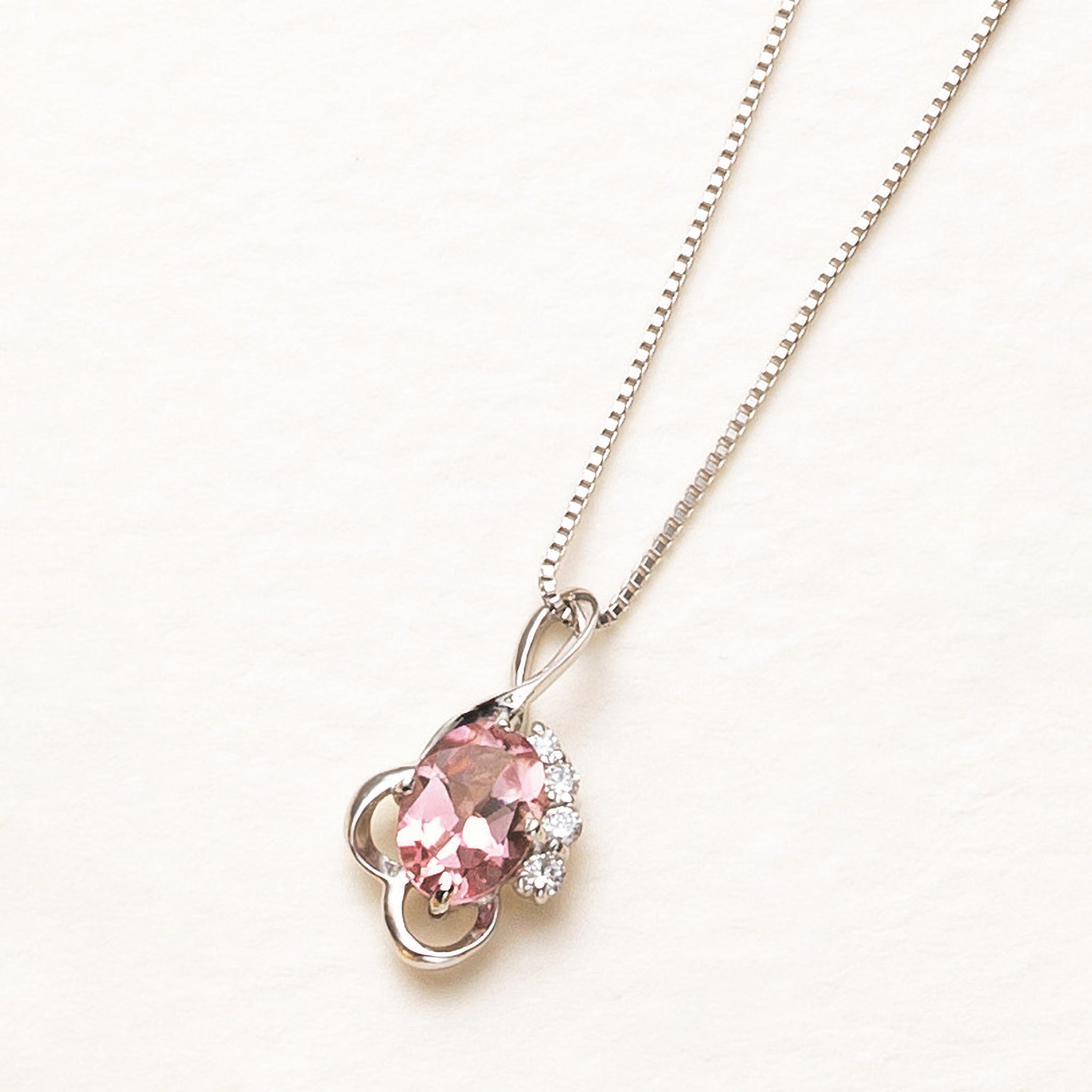 ピンクトルマリン プラチナネックレス(10月誕生石)《25N02208》