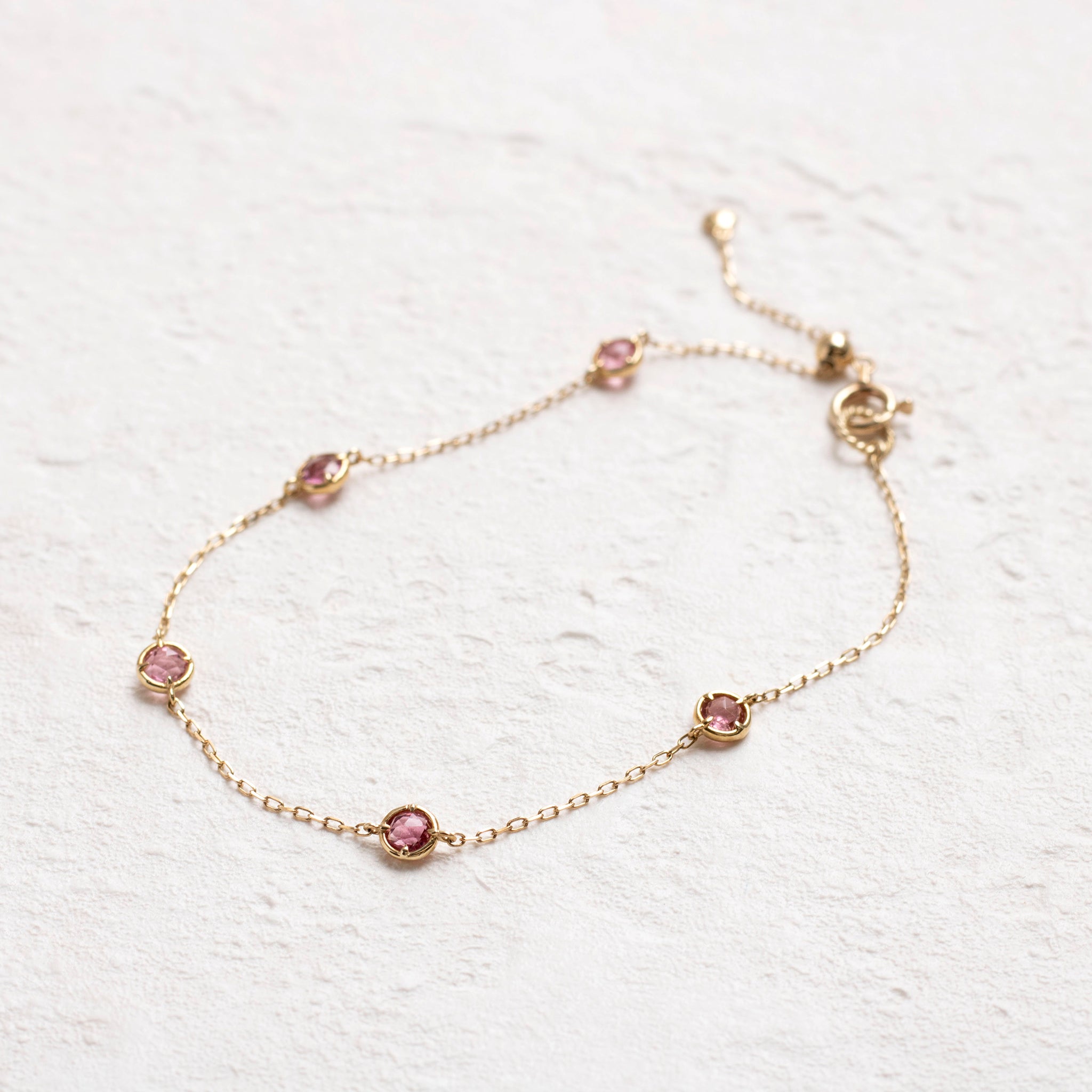 ピンクトルマリン K18ブレスレット(ステーション/10月誕生石)《25N02211》