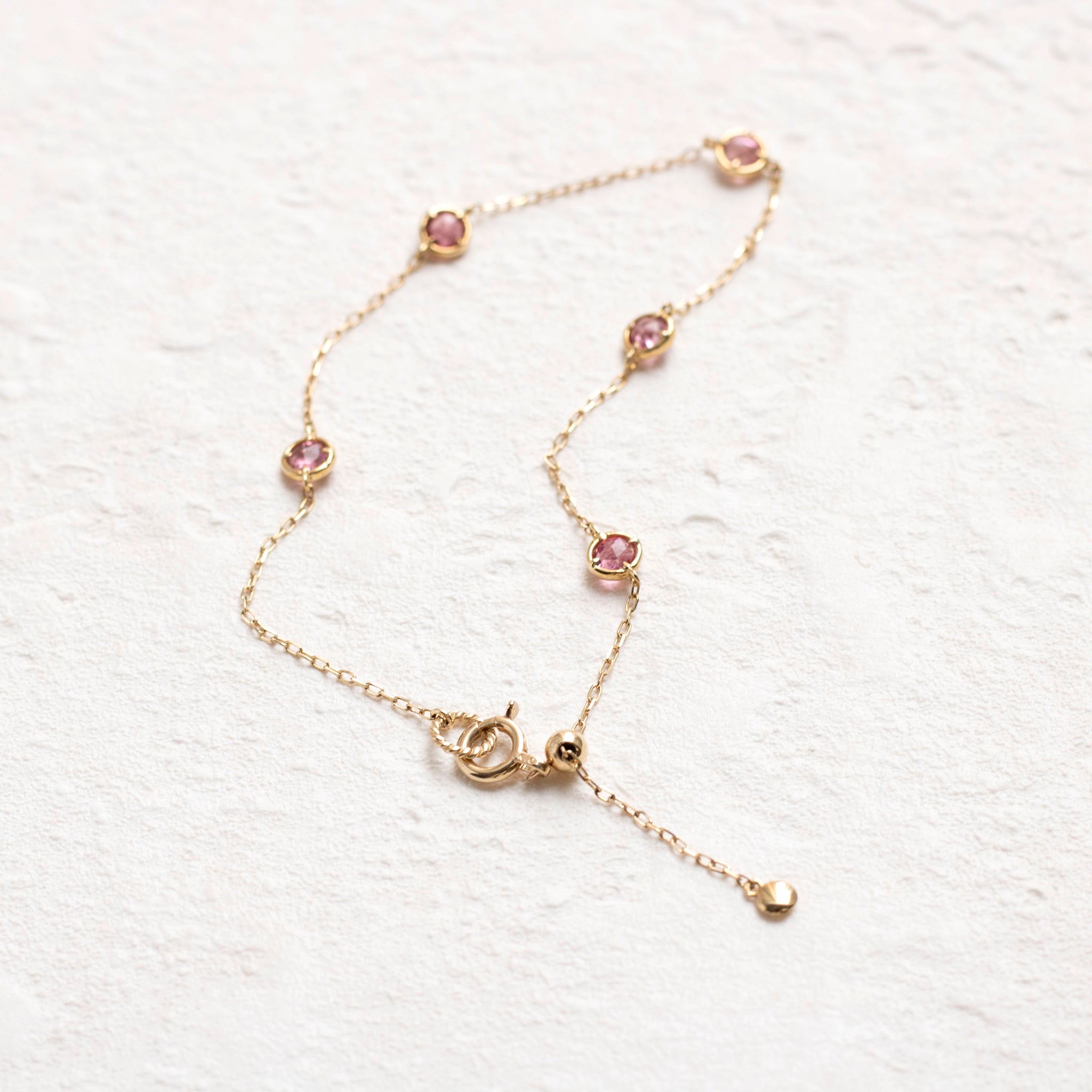 ピンクトルマリン K18ブレスレット(ステーション/10月誕生石)《25N02211》