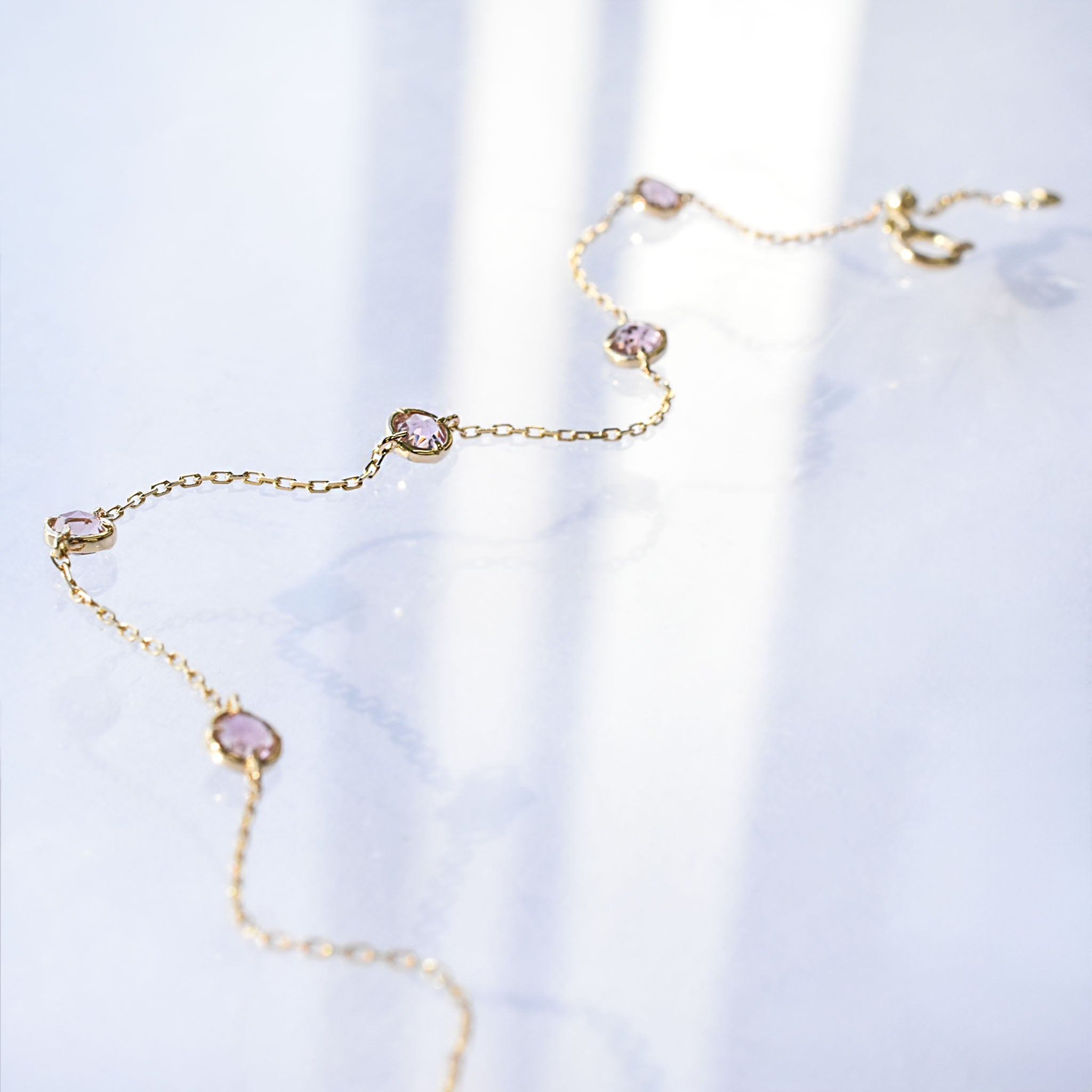 ピンクトルマリン K18ブレスレット(ステーション/10月誕生石)《25N02211》