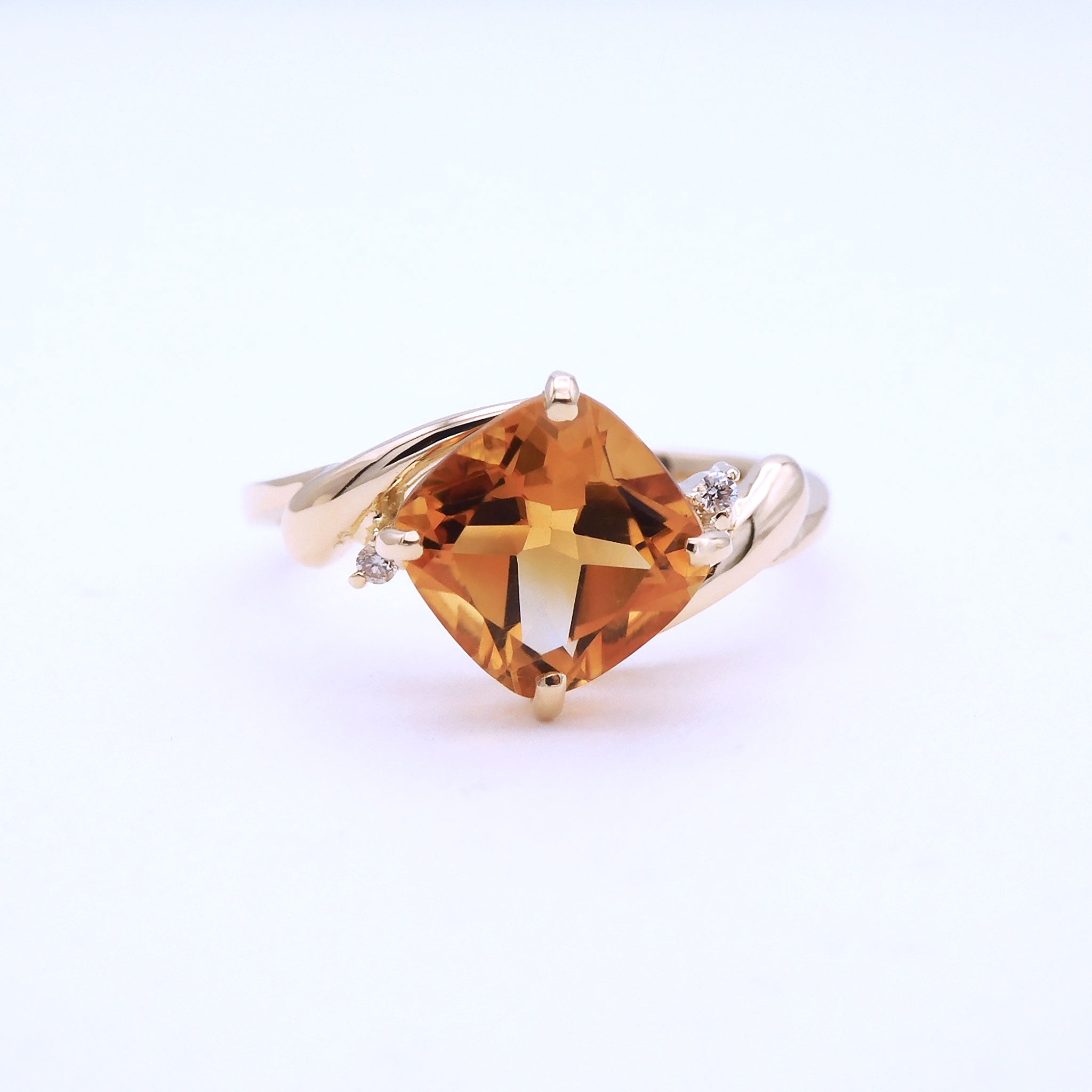 シトリン/ダイヤモンド K18リング(11月誕生石)《25N02304》
