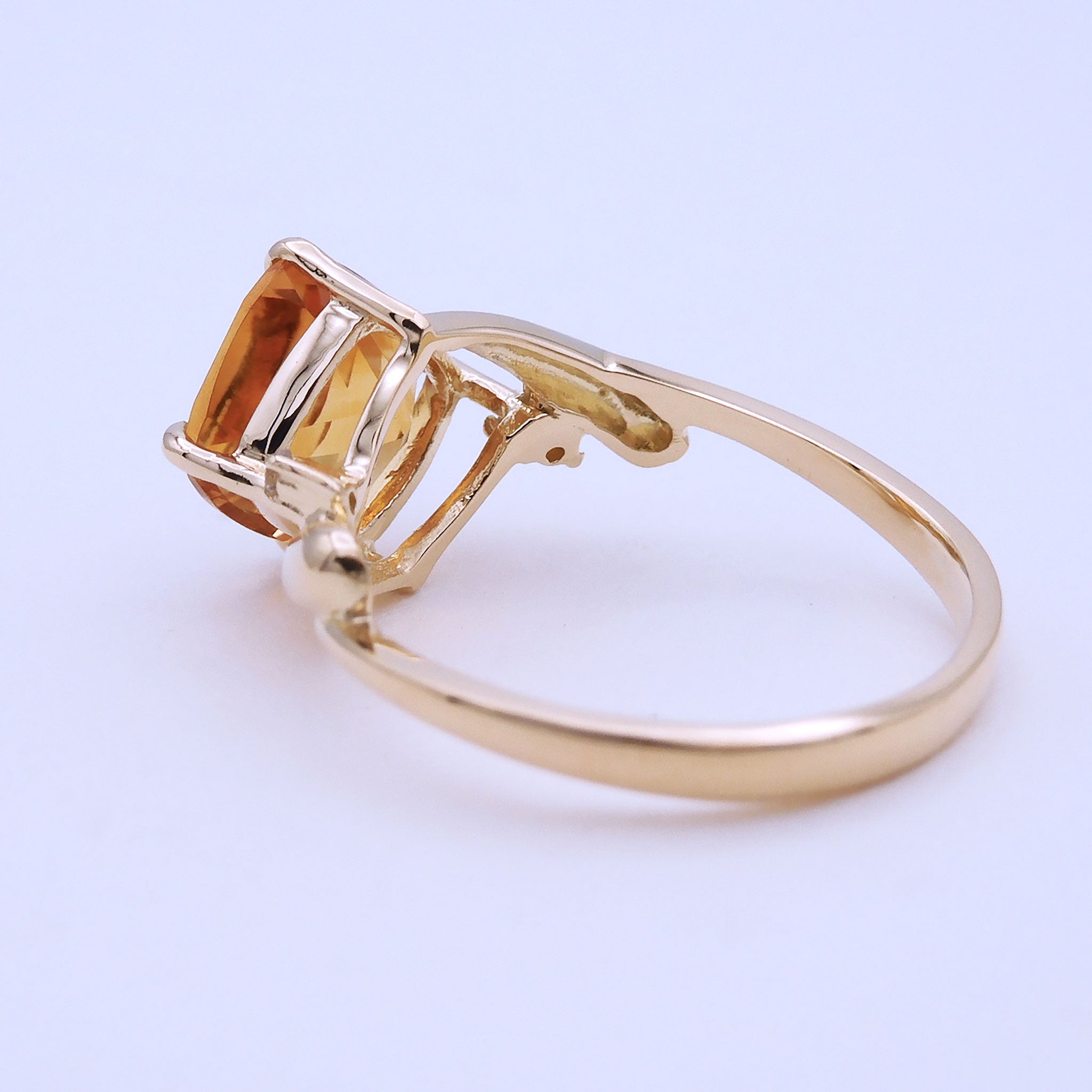 シトリン/ダイヤモンド K18リング(11月誕生石)《25N02304》