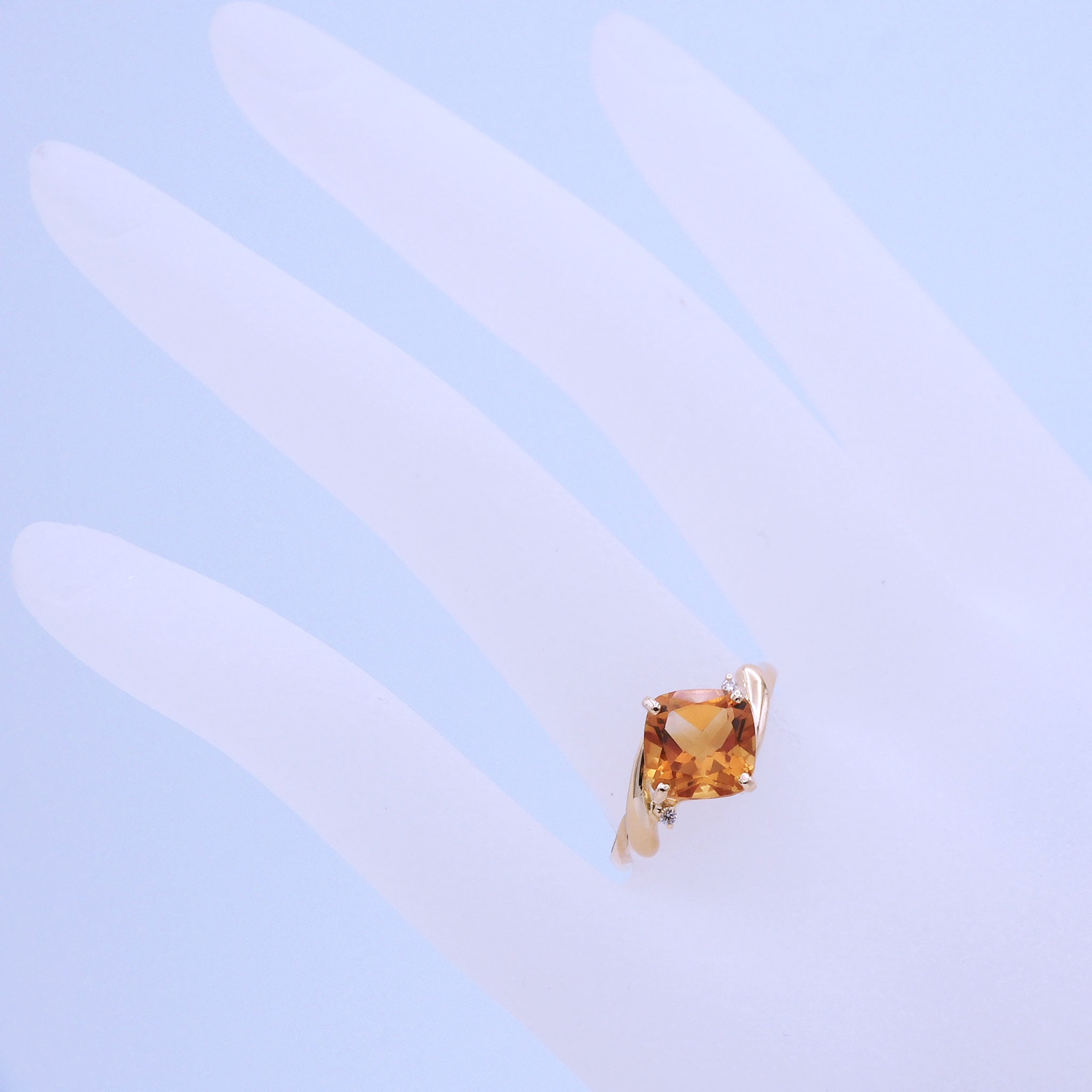 シトリン/ダイヤモンド K18リング(11月誕生石)《25N02304》