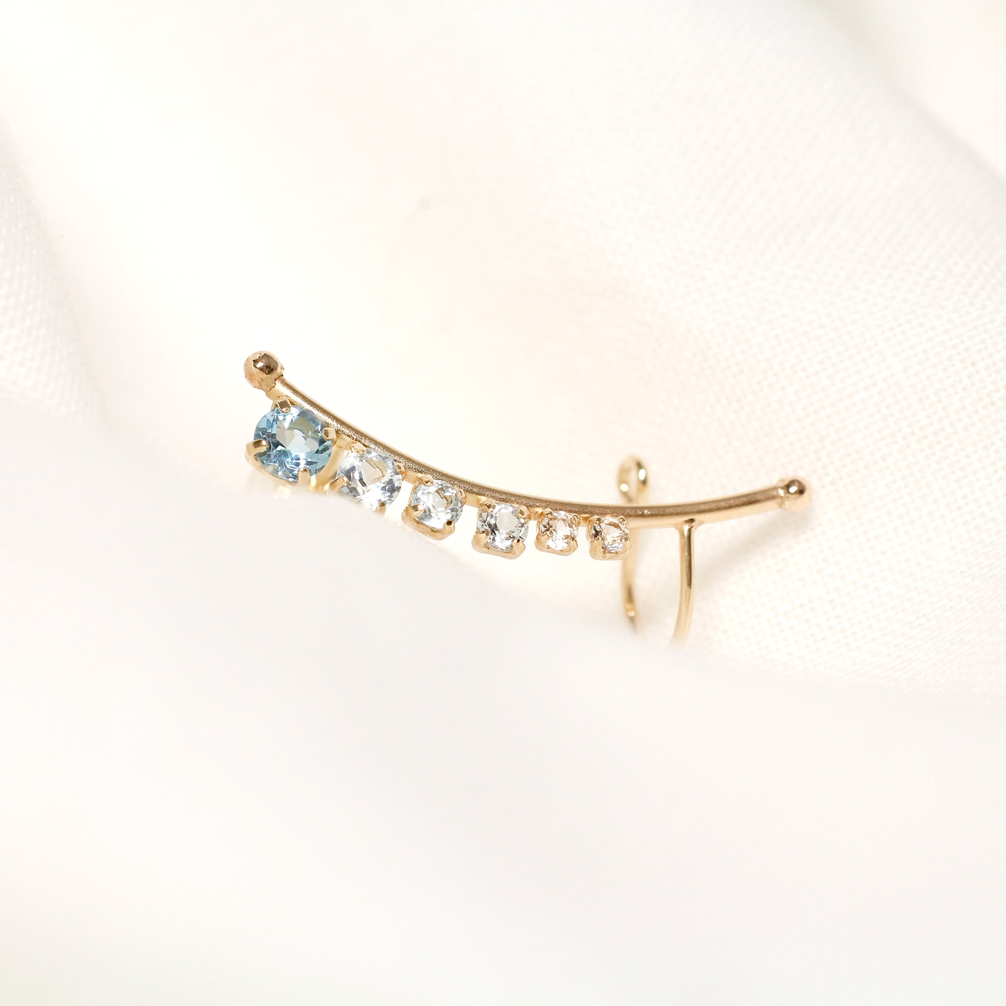 ブルートパーズ/ホワイトトパーズ K10ピアス(片側/左耳用/11月誕生石)《25N02309》