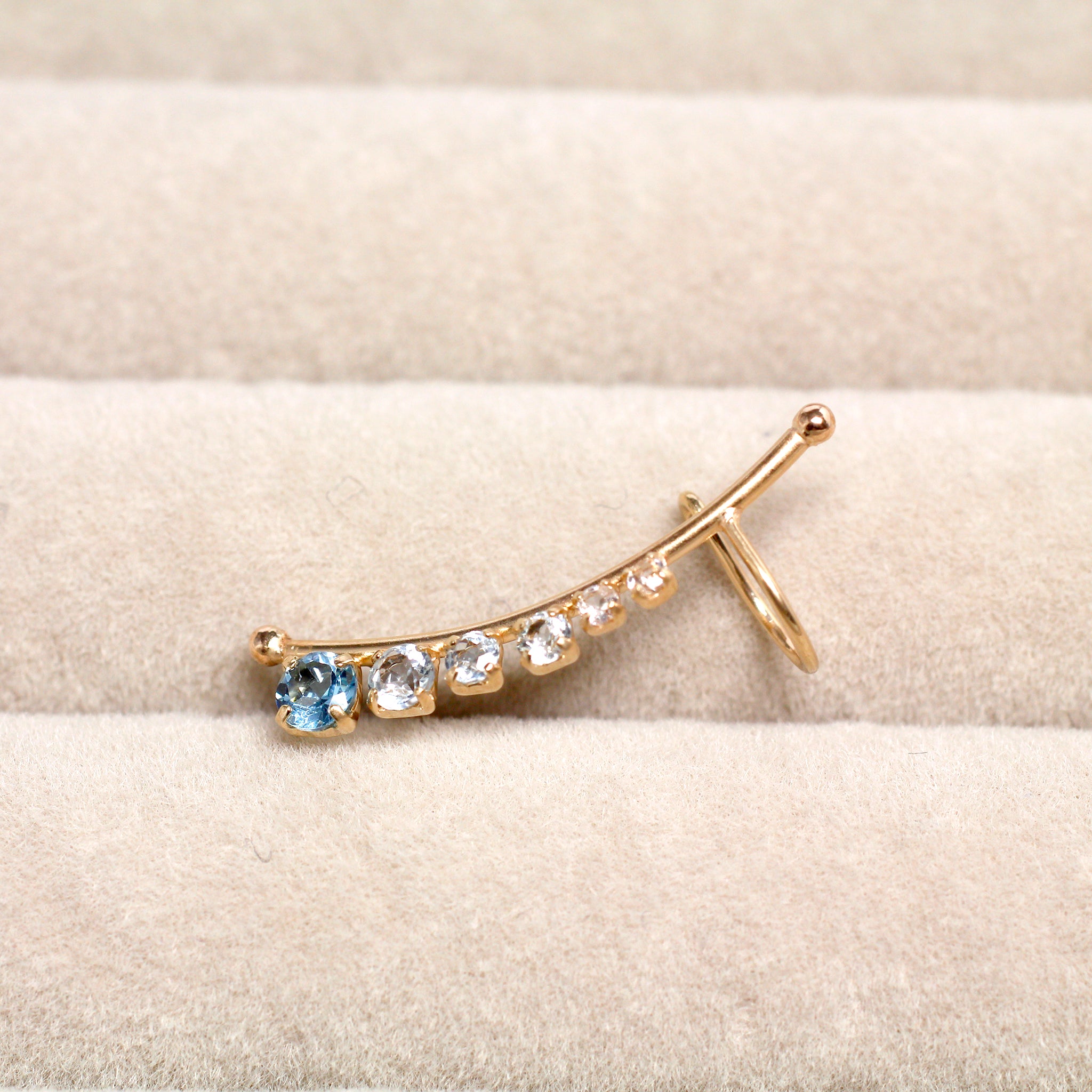 ブルートパーズ/ホワイトトパーズ K10ピアス(片側/左耳用/11月誕生石)《25N02309》