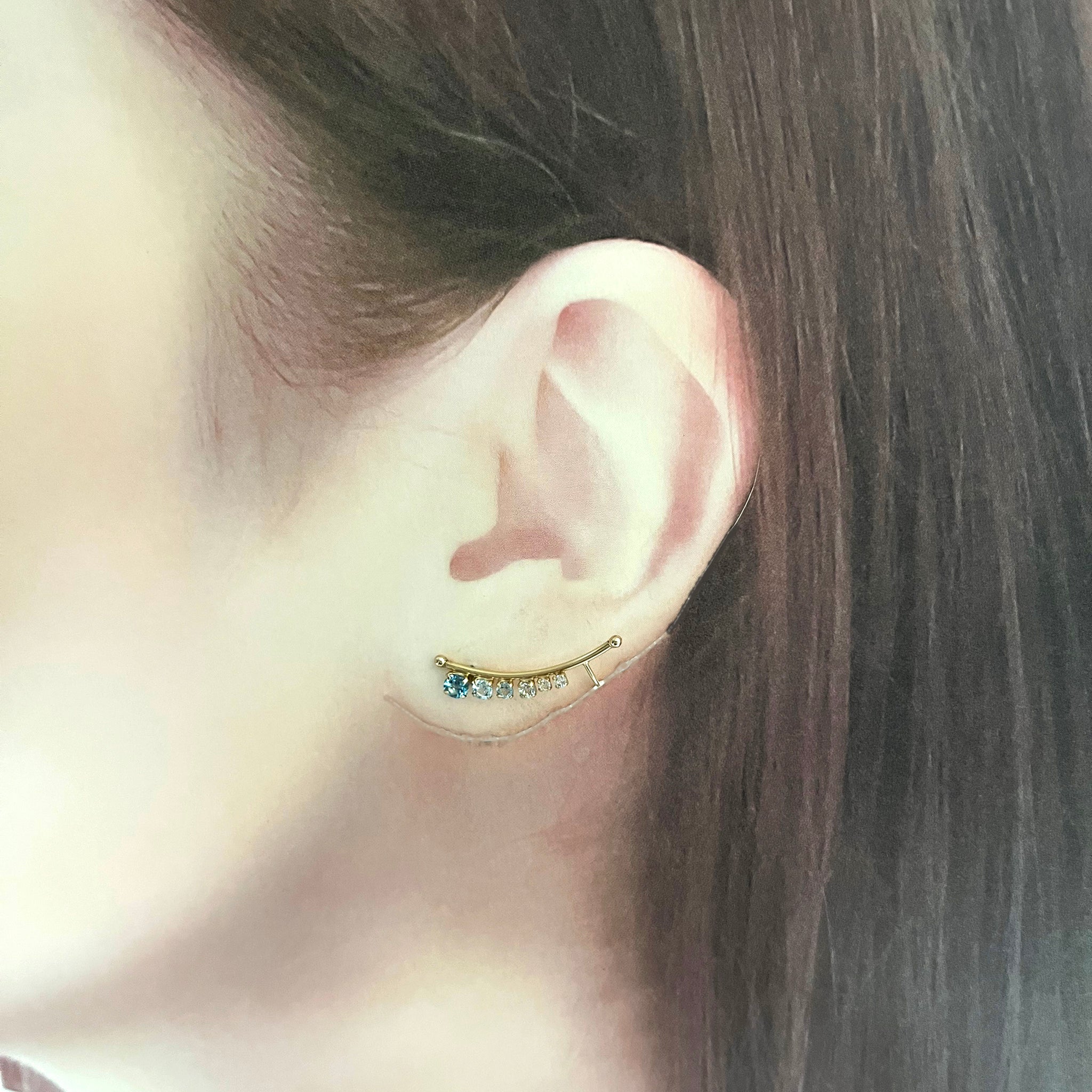 ブルートパーズ/ホワイトトパーズ K10ピアス(片側/左耳用/11月誕生石)《25N02309》