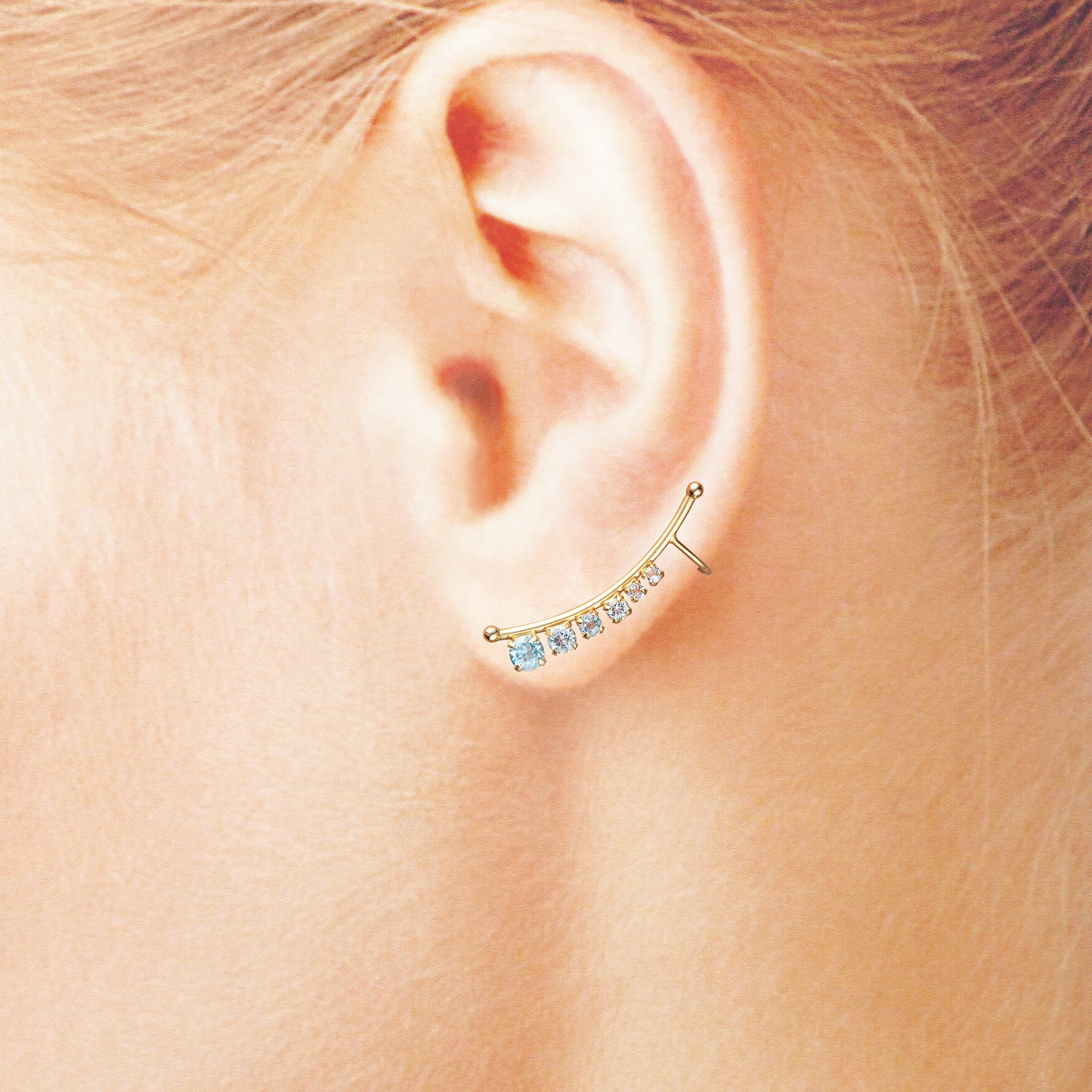 ブルートパーズ/ホワイトトパーズ K10ピアス(片側/左耳用/11月誕生石)《25N02309》