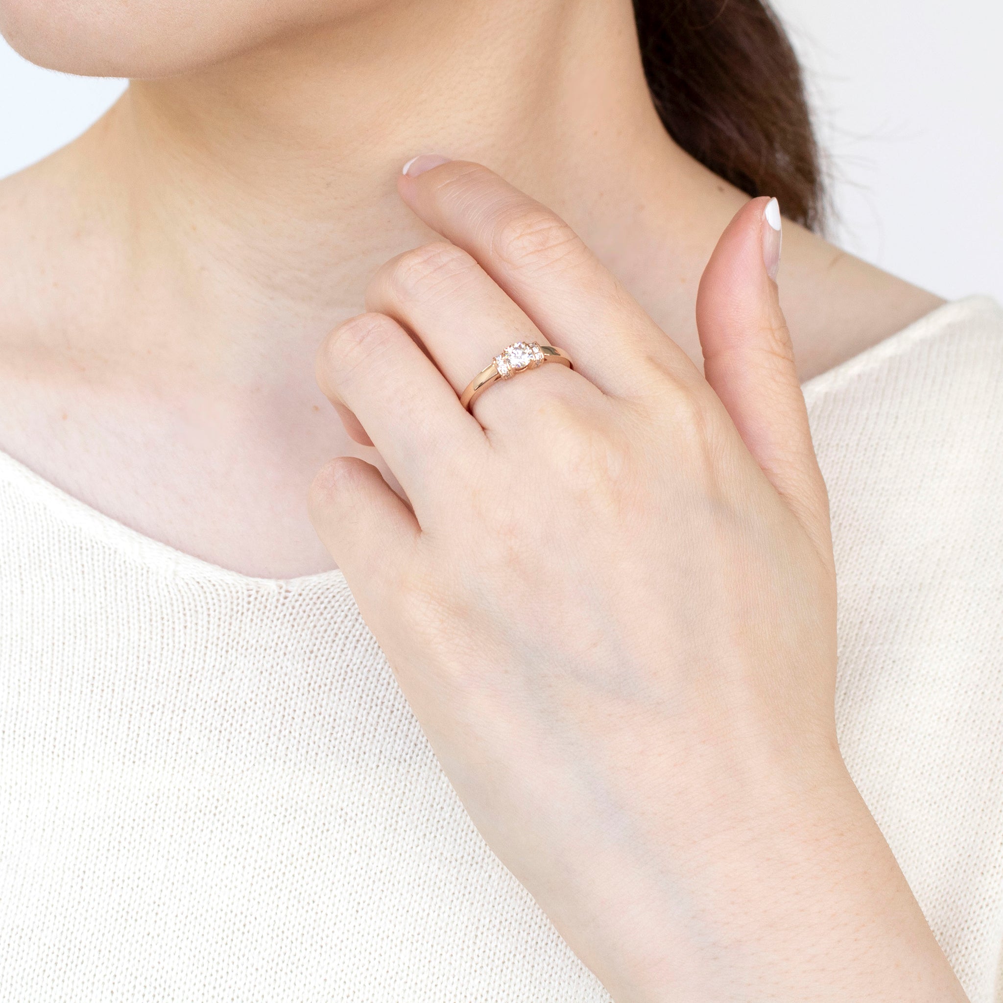 ダイヤモンド K18リング(0.25カラット/ベリーライトブラウン/SIクラス/GOOD/4月誕生石/グレーディングレポート付)《25N02401》