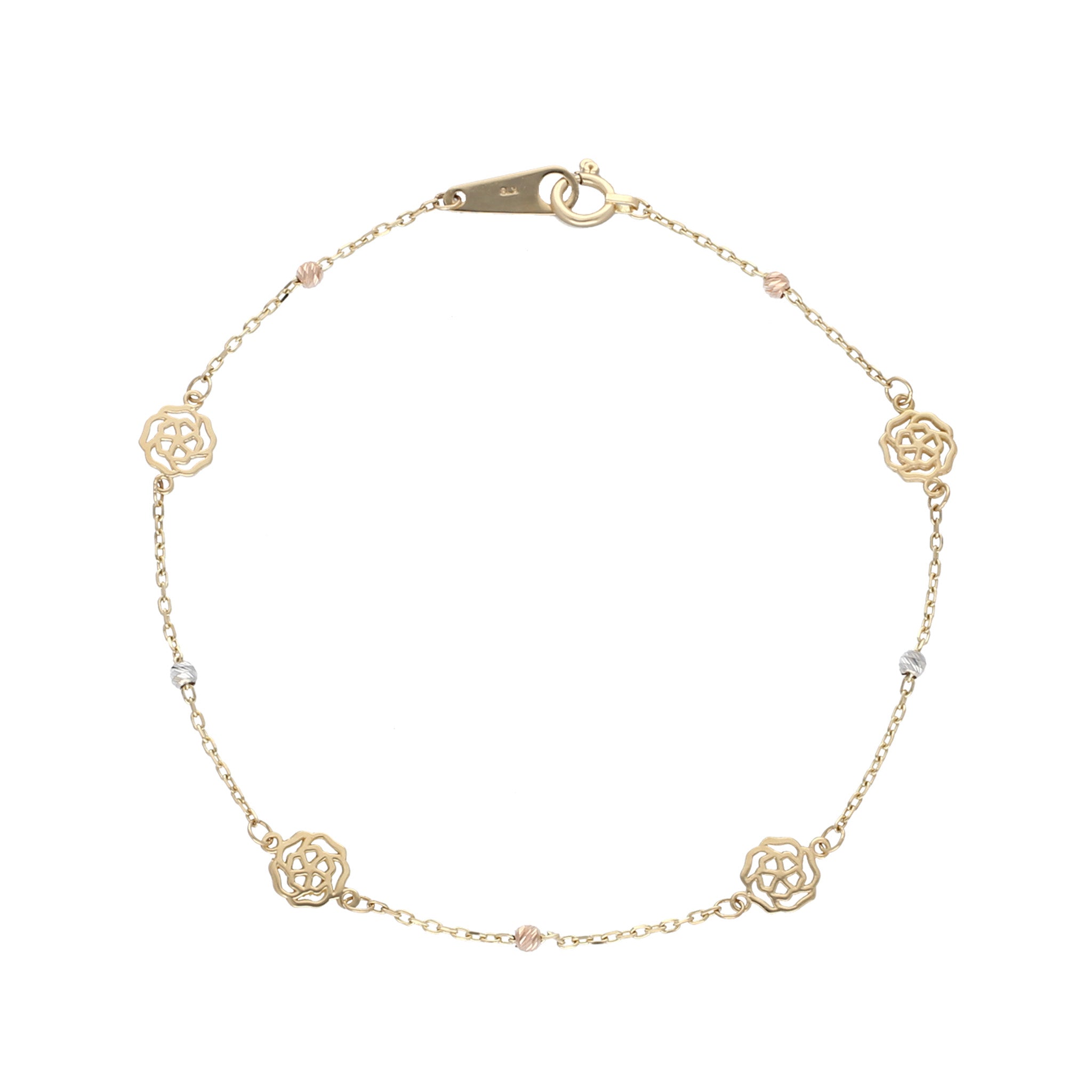 K18ブレスレット(スリーカラー/バラモチーフ)《25N02406》