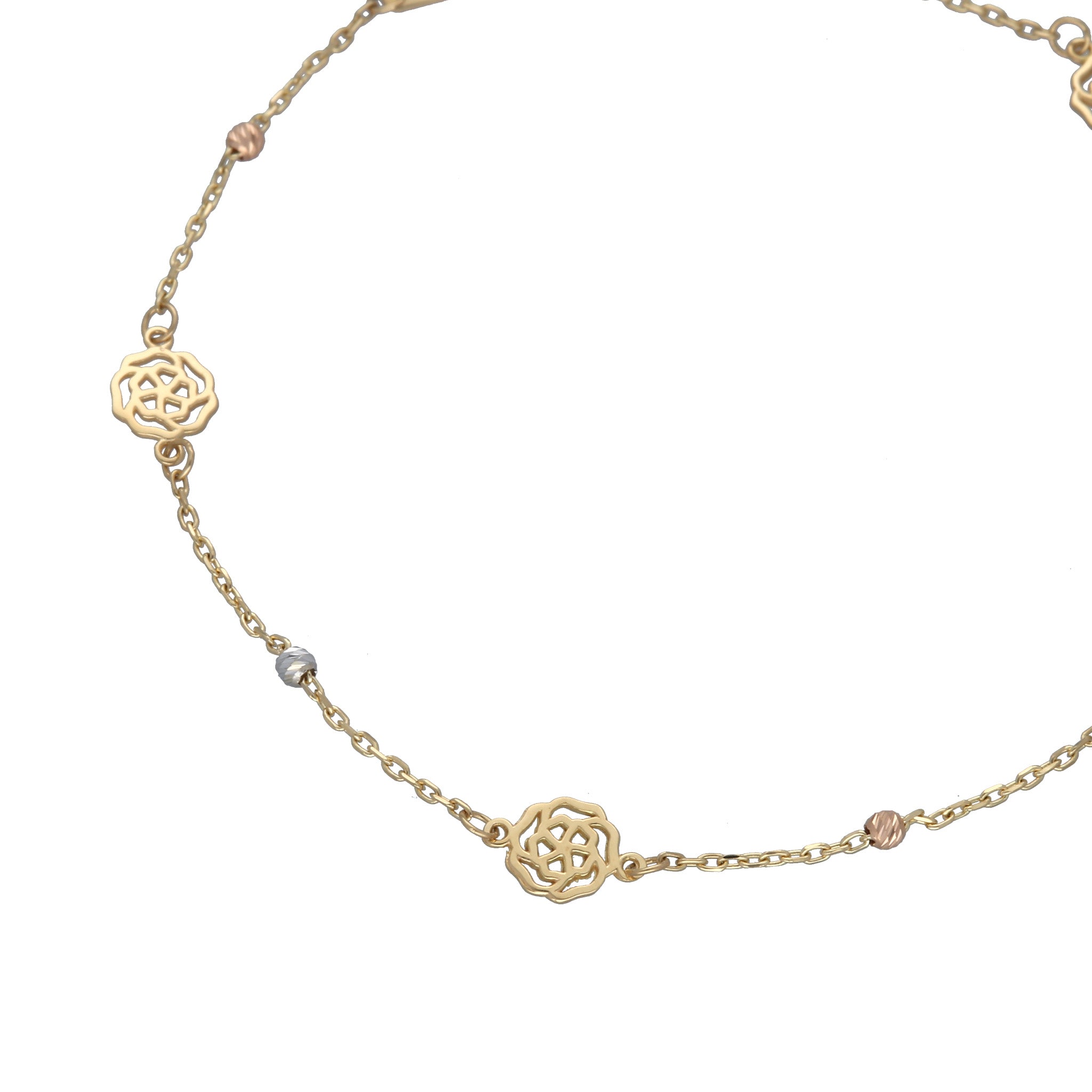 K18ブレスレット(スリーカラー/バラモチーフ)《25N02406》