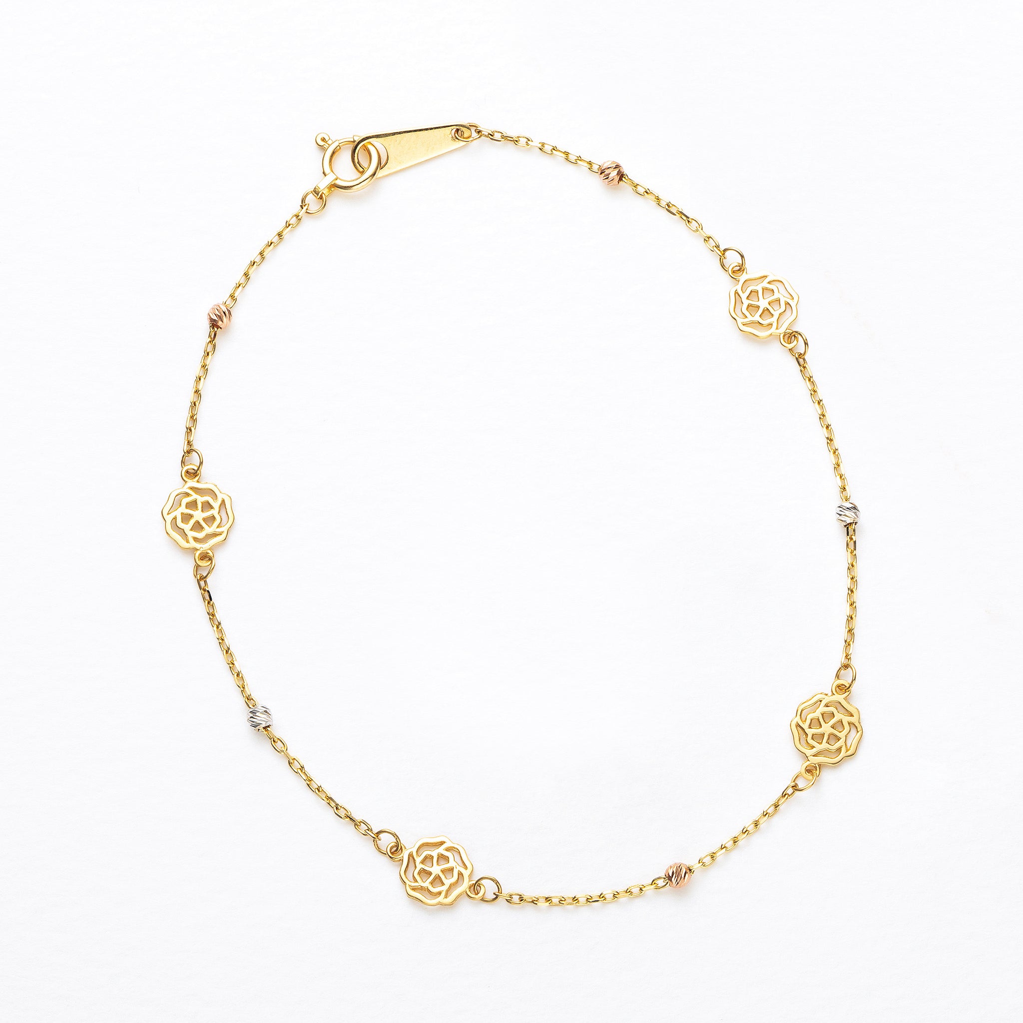 K18ブレスレット(スリーカラー/バラモチーフ)《25N02406