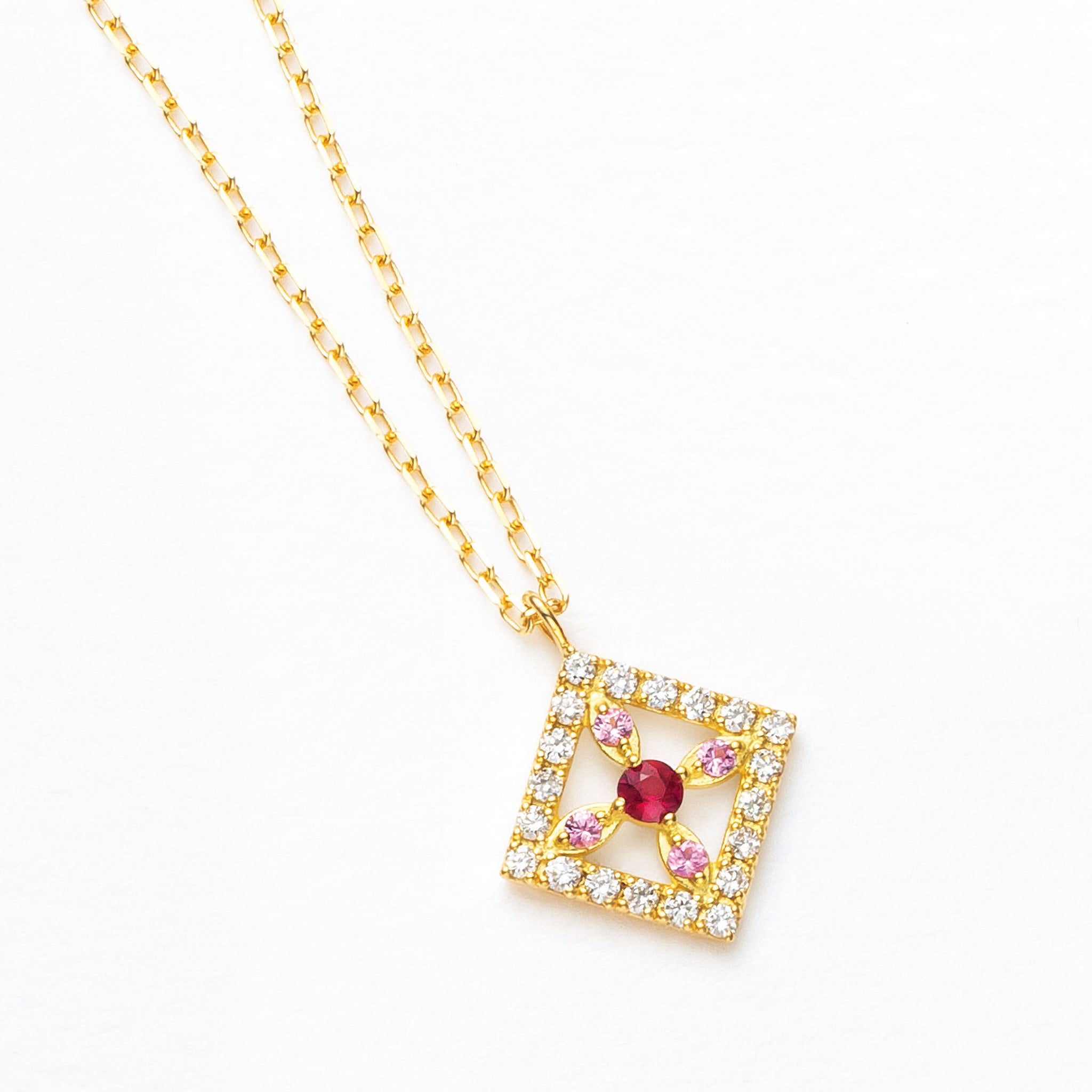 ルビー/ピンクサファイア K18ネックレス《25N02409》